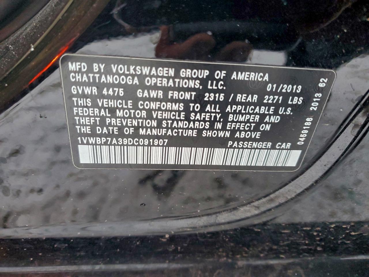 2013 Volkswagen Passat Se Черный vin: 1VWBP7A39DC091907