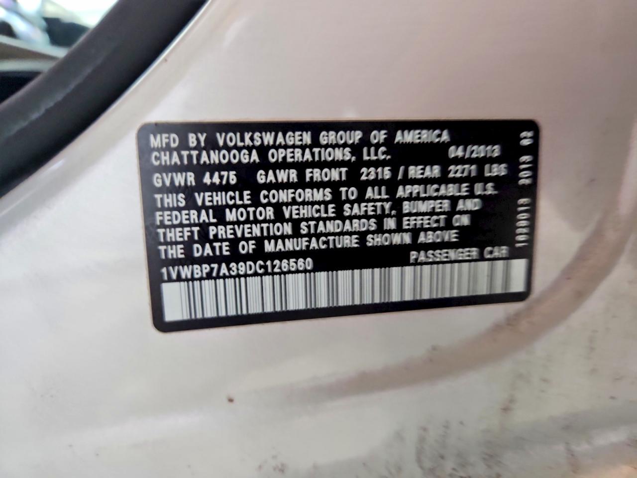 2013 Volkswagen Passat Se Silver vin: 1VWBP7A39DC126560