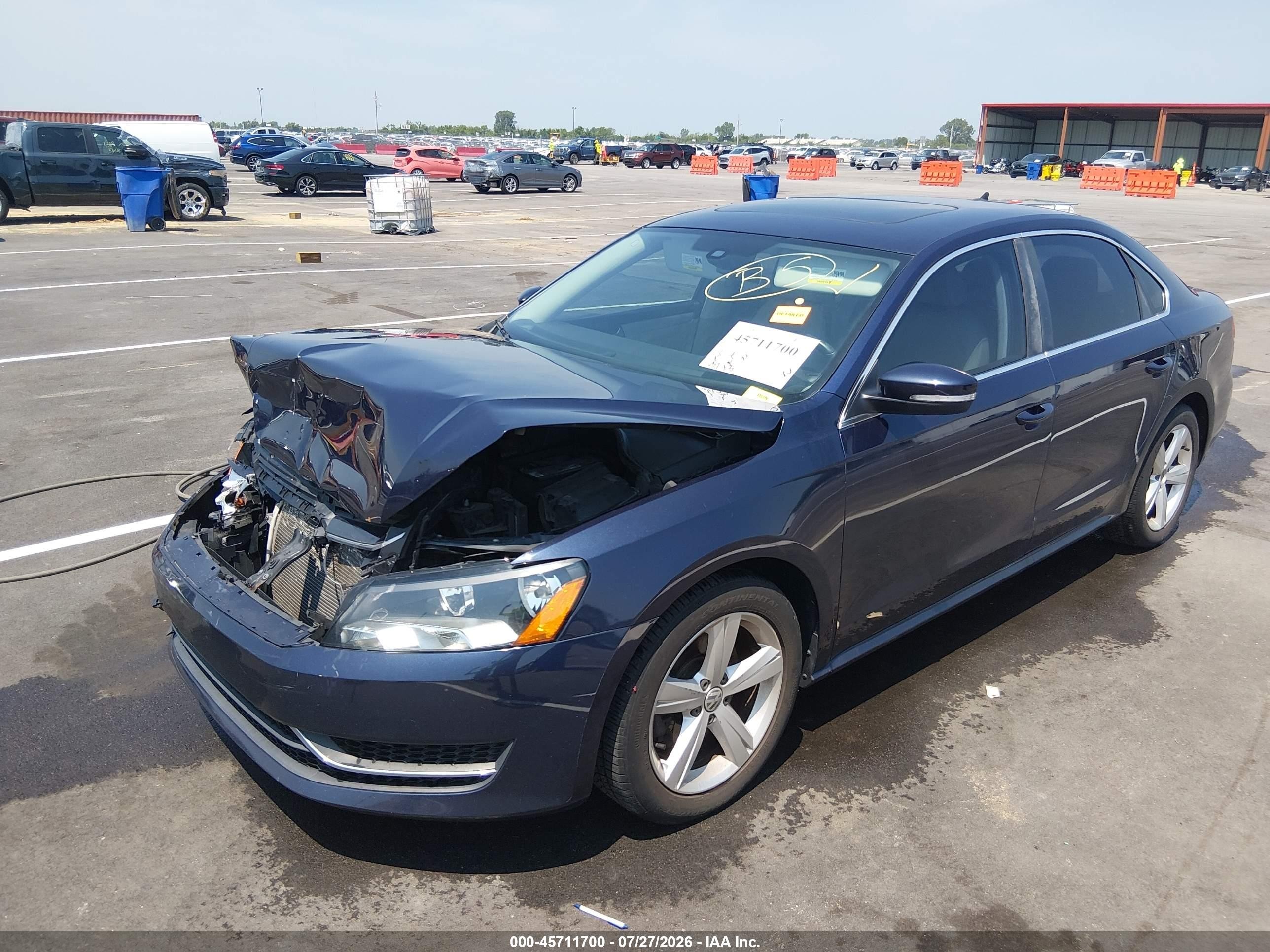 2013 Volkswagen Passat 2.5l Se Blue vin: 1VWBP7A39DC151037