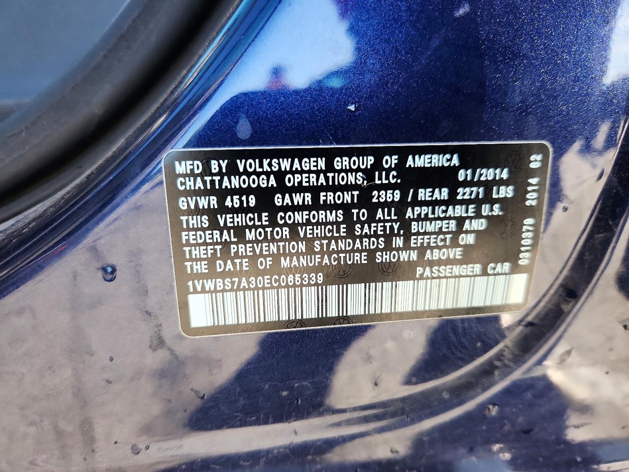 2014 Volkswagen Passat Se Синий vin: 1VWBS7A30EC065339
