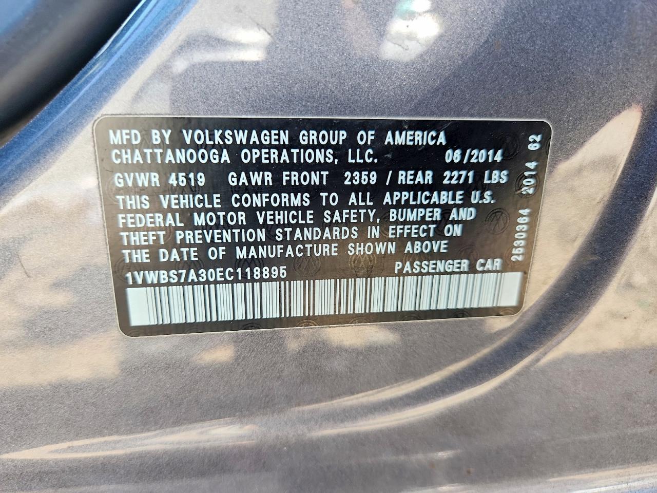 2014 Volkswagen Passat Se Two Tone vin: 1VWBS7A30EC118895