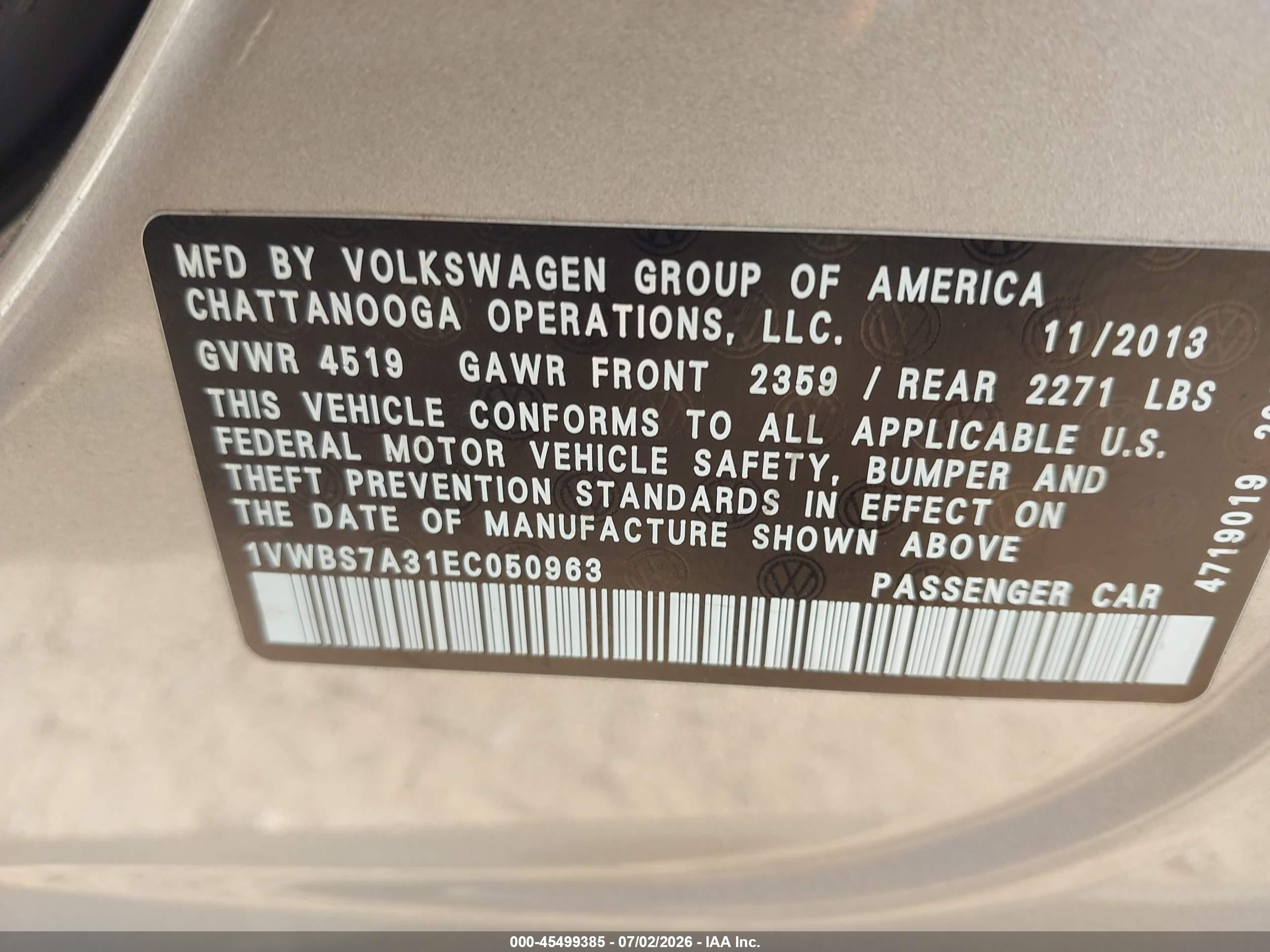 2014 Volkswagen Passat 1.8t Se Silver vin: 1VWBS7A31EC050963