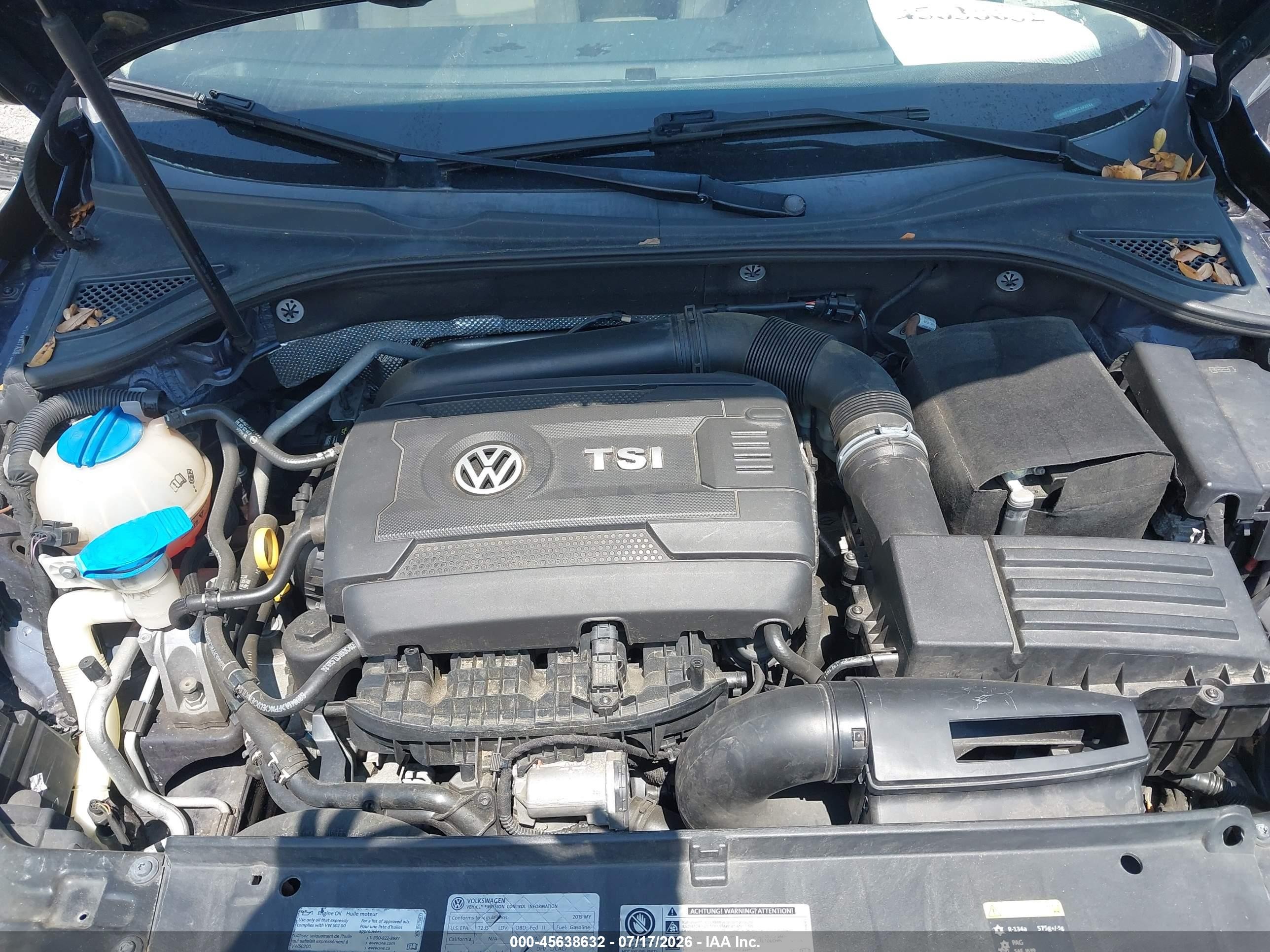 2015 Volkswagen Passat 1.8t Se Navy vin: 1VWBS7A36FC043394