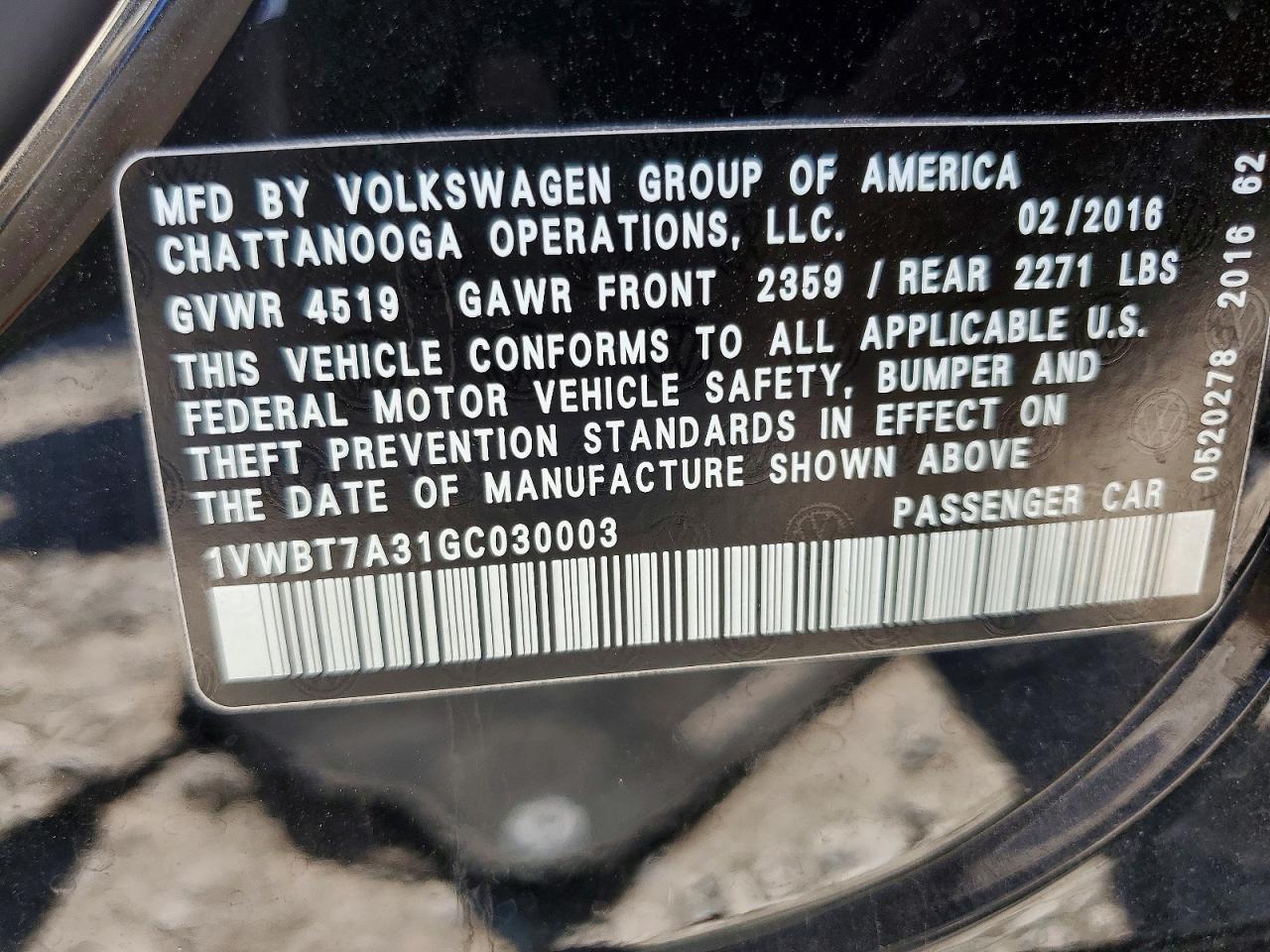 2016 Volkswagen Passat Se Черный vin: 1VWBT7A31GC030003