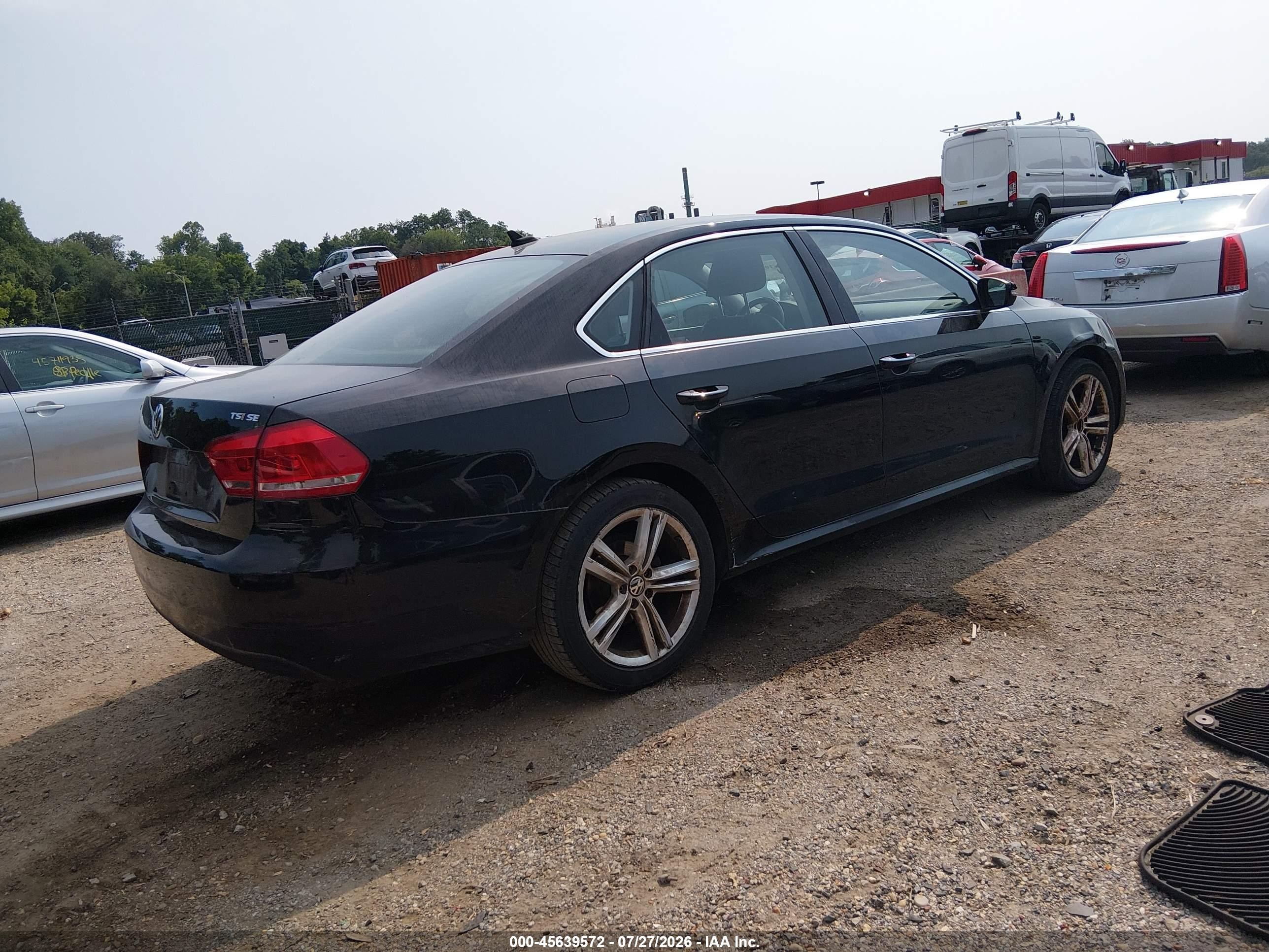 2014 Volkswagen Passat 1.8t Se Black vin: 1VWBT7A32EC047017