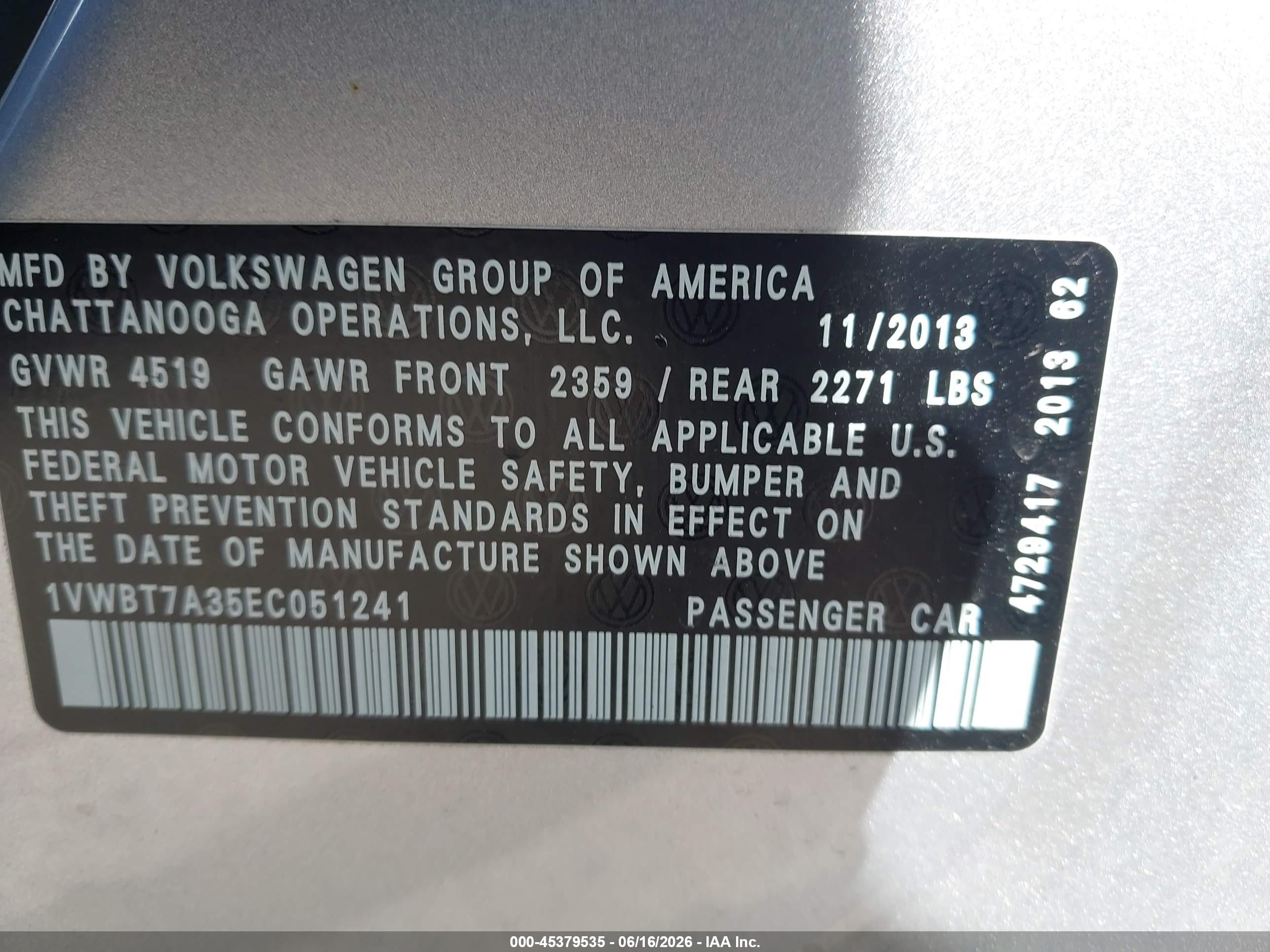 2014 Volkswagen Passat 1.8t Se Silver vin: 1VWBT7A35EC051241