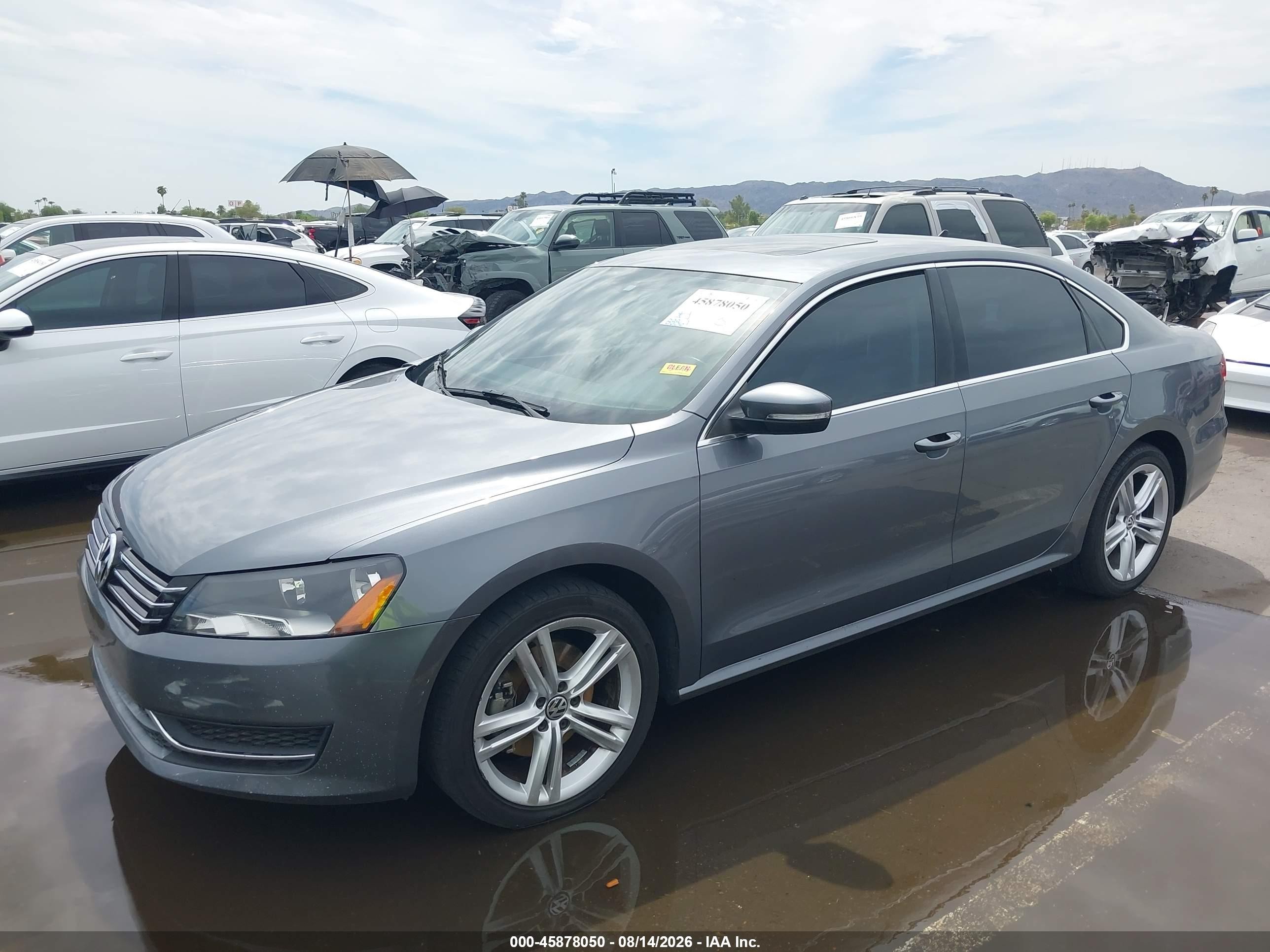 2014 Volkswagen Passat 1.8t Se Gray vin: 1VWBT7A35EC092971