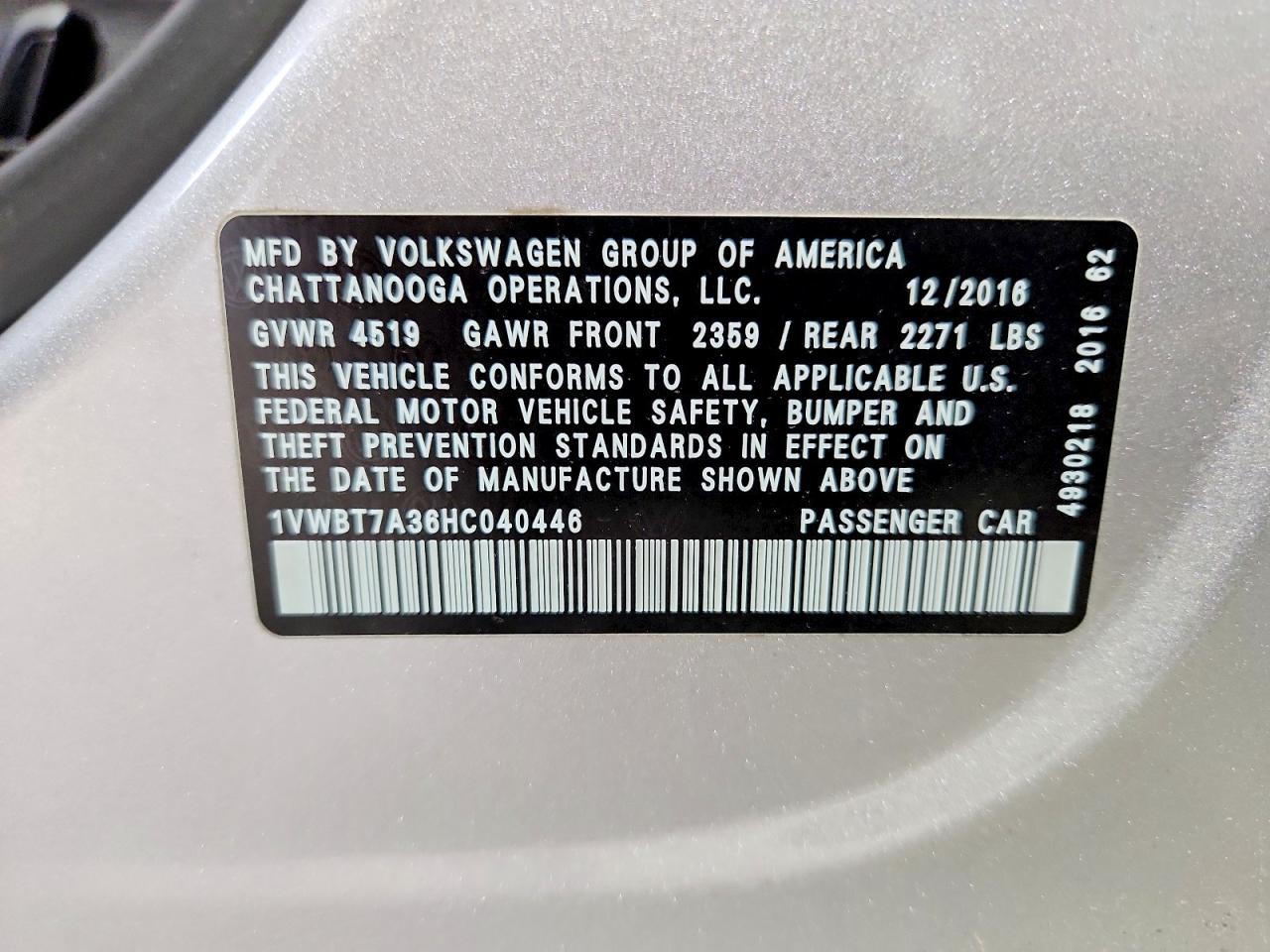 2017 Volkswagen Passat Se Silver vin: 1VWBT7A36HC040446