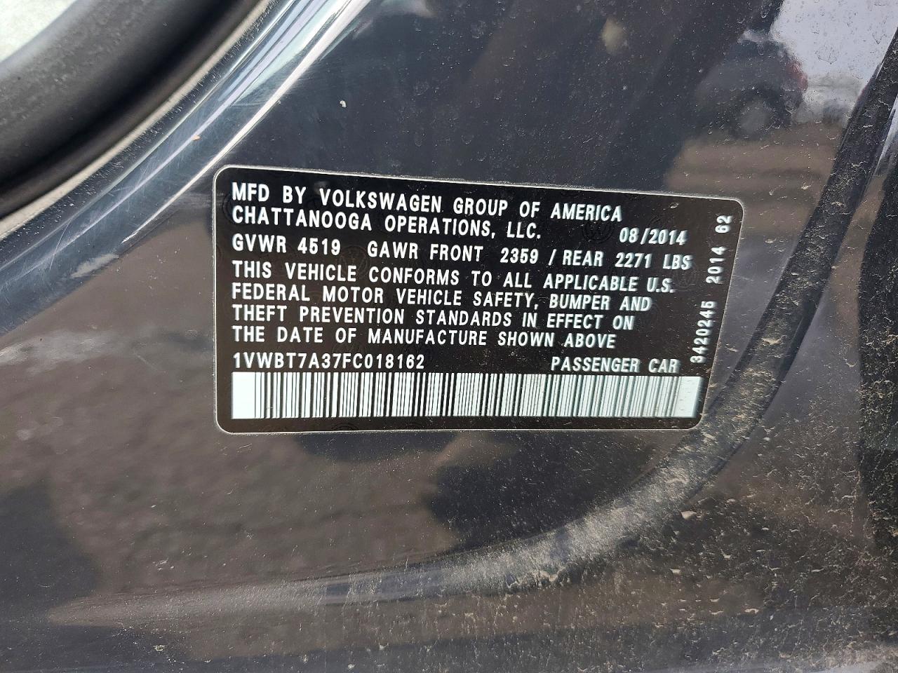 2015 Volkswagen Passat Se Gray vin: 1VWBT7A37FC018162