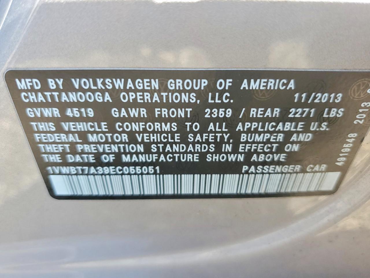 2014 Volkswagen Passat Se Silver vin: 1VWBT7A39EC055051