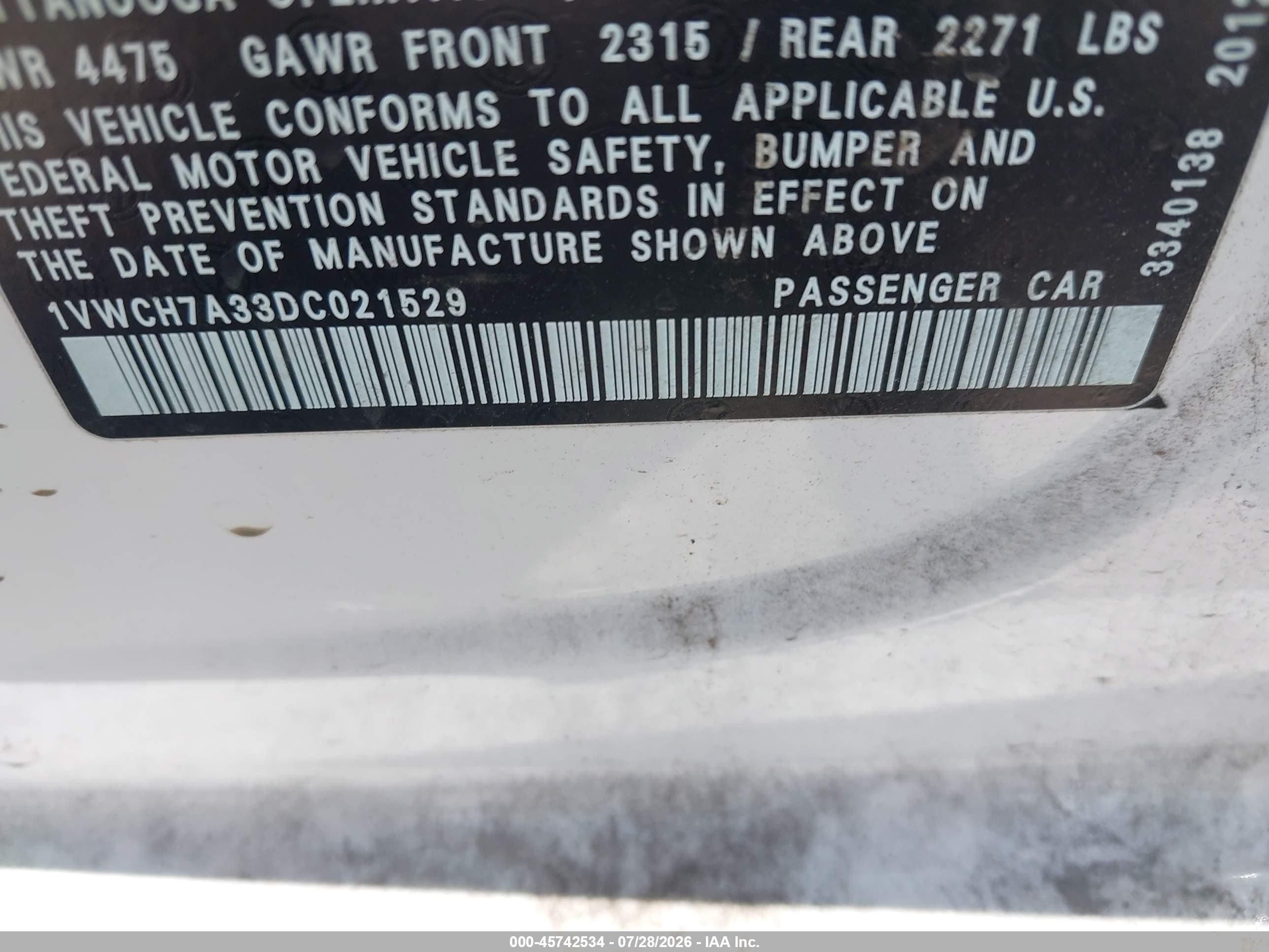 2013 Volkswagen Passat 2.5l Sel Белый vin: 1VWCH7A33DC021529