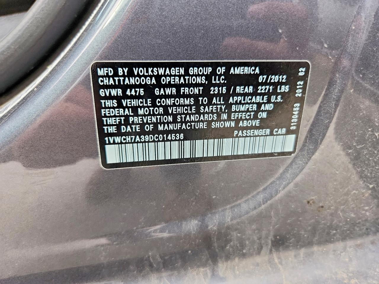 2013 Volkswagen Passat Sel Silver vin: 1VWCH7A39DC014536