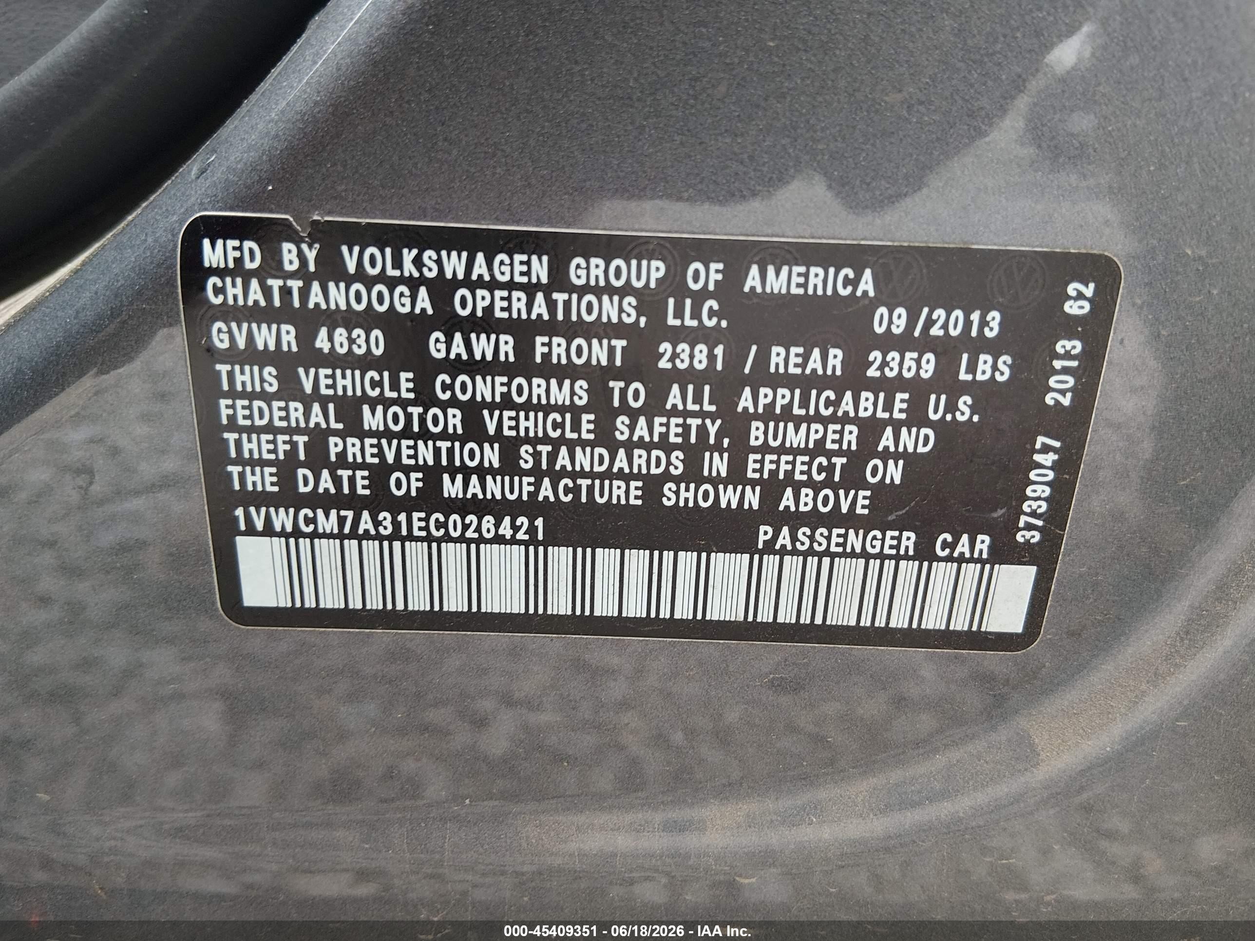 2014 Volkswagen Passat 3.6l V6 Sel Premium Gray vin: 1VWCM7A31EC026421