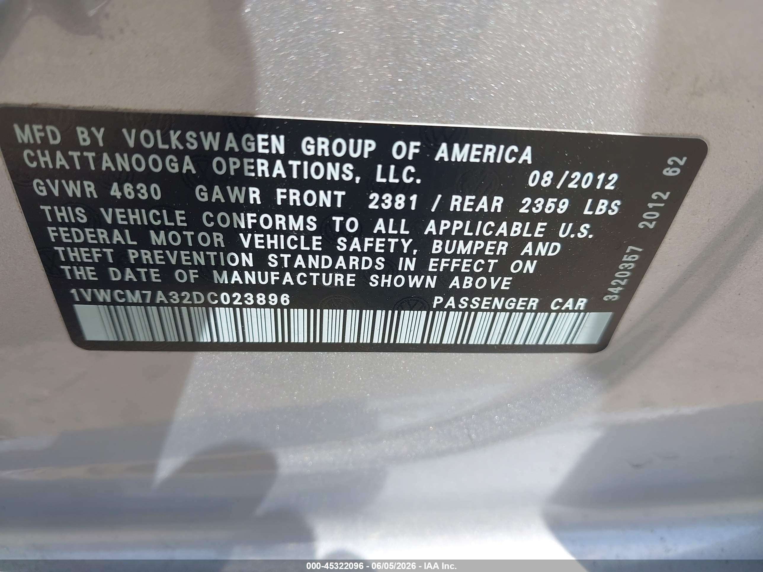2013 Volkswagen Passat 3.6l V6 Sel Premium Silver vin: 1VWCM7A32DC023896