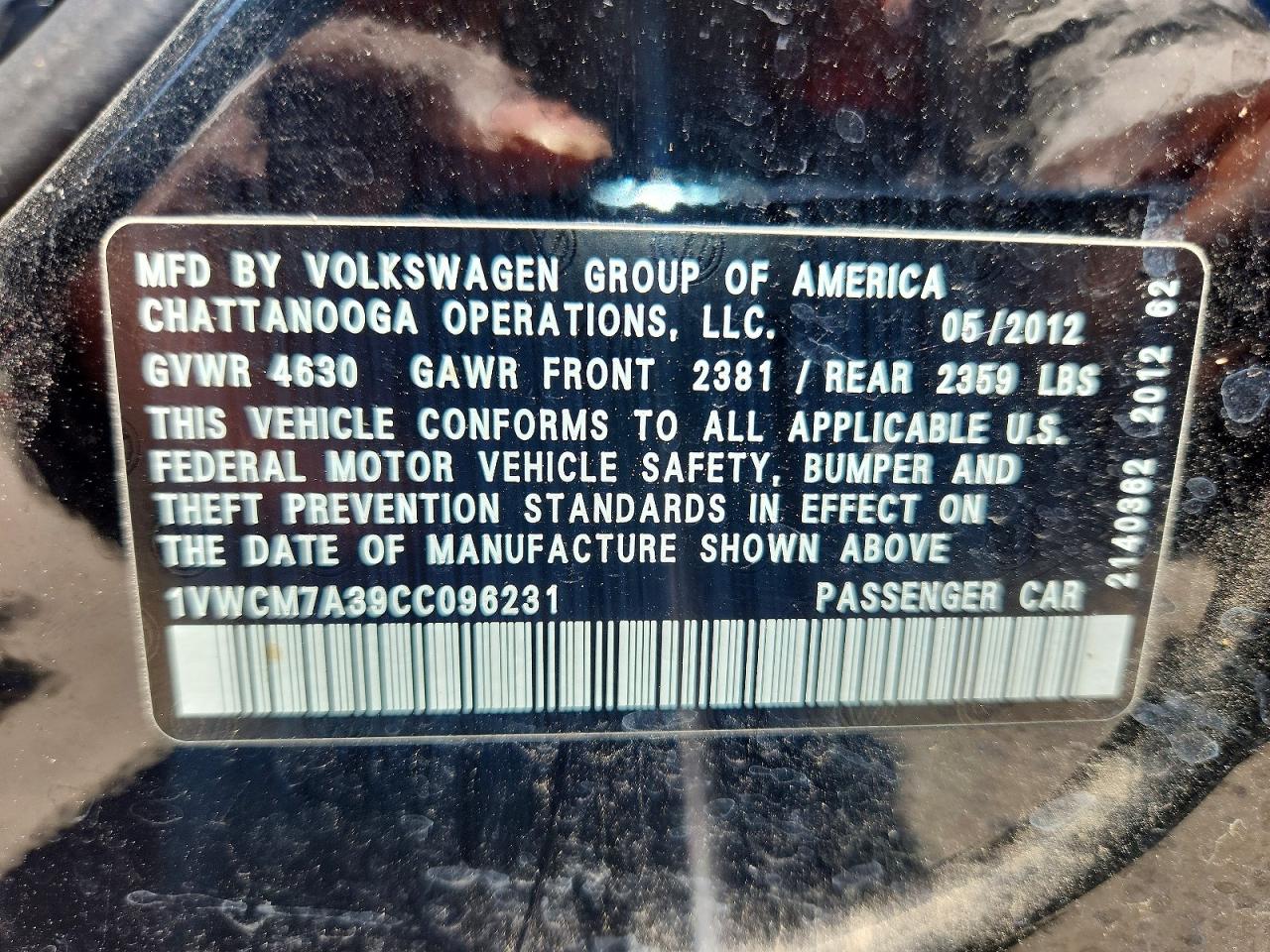 2012 Volkswagen Passat Sel Black vin: 1VWCM7A39CC096231