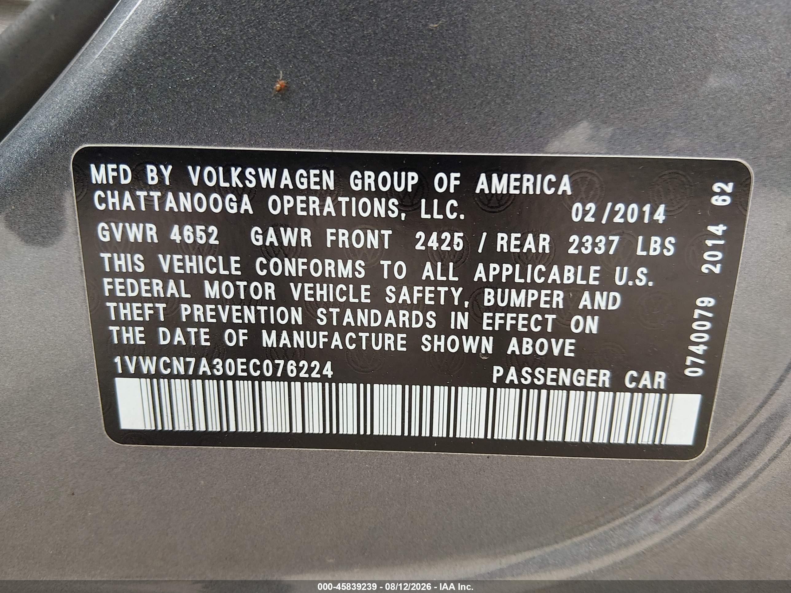2014 Volkswagen Passat 2.0l Tdi Sel Premium Beige vin: 1VWCN7A30EC076224
