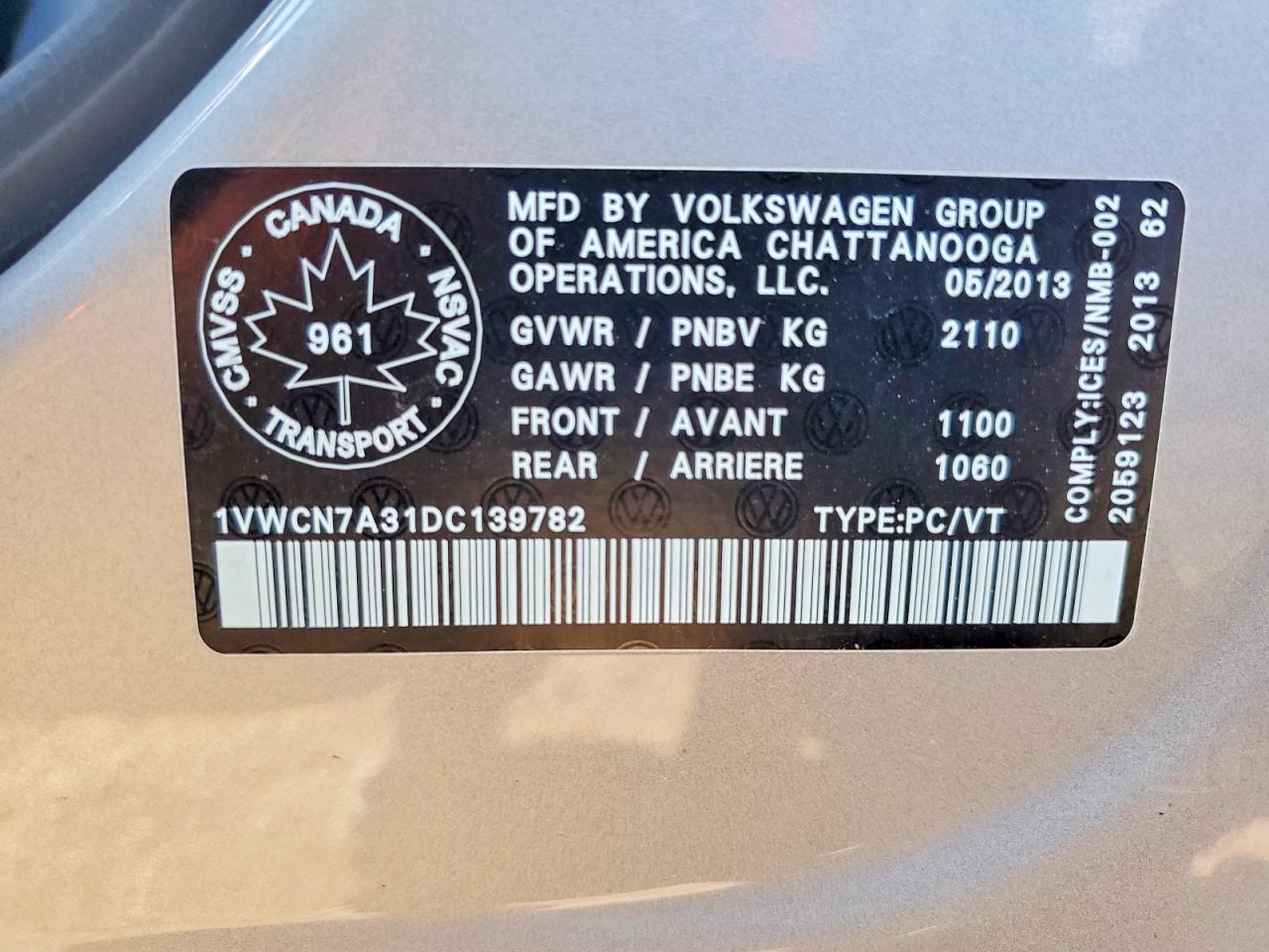 2013 Volkswagen Passat Sel Silver vin: 1VWCN7A31DC139782