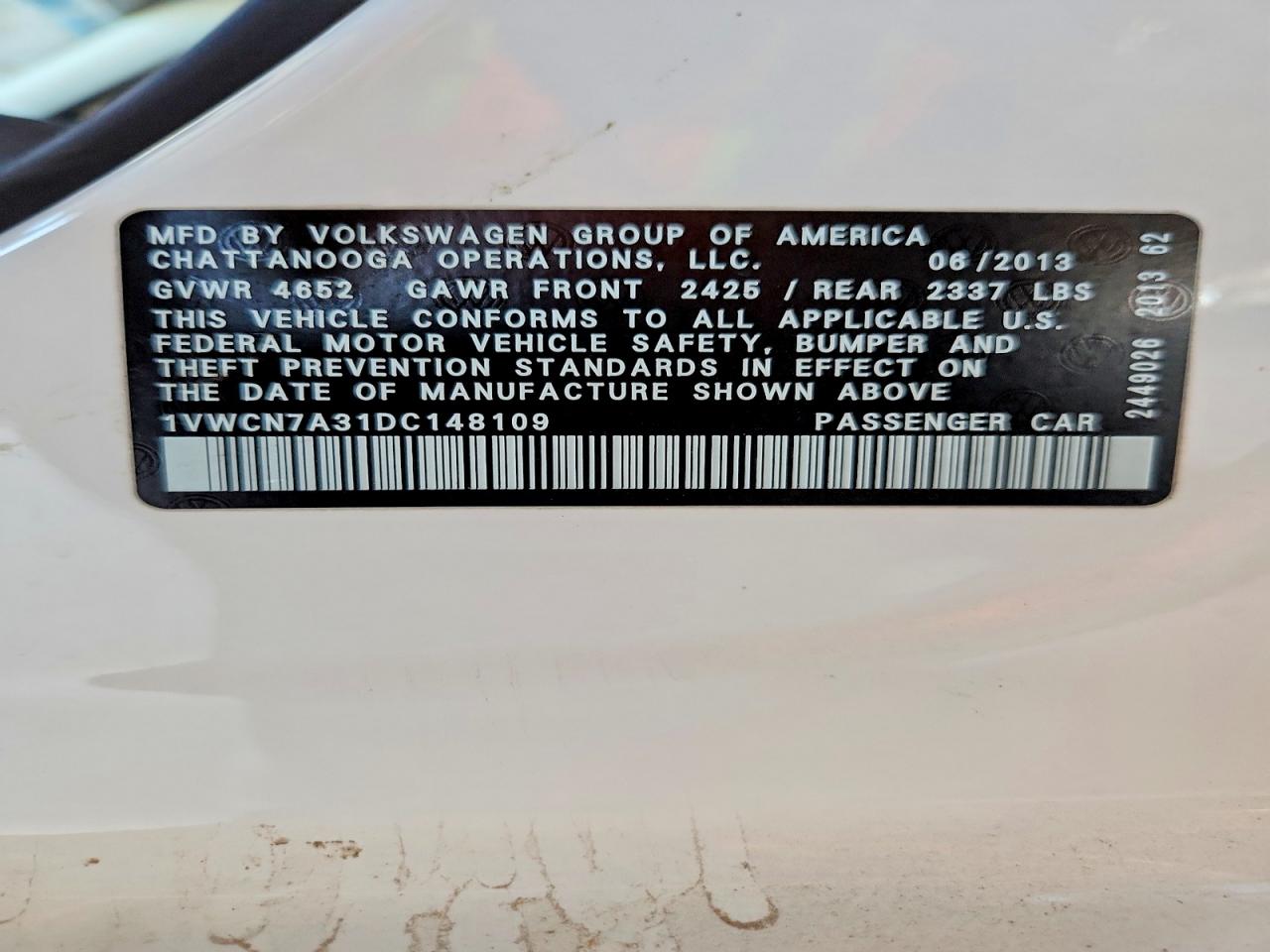 2013 Volkswagen Passat Sel Белый vin: 1VWCN7A31DC148109