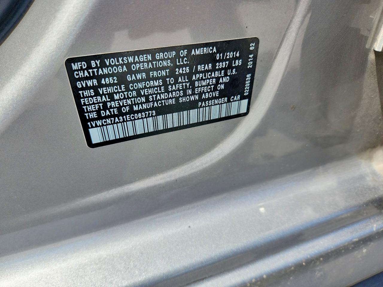 2014 Volkswagen Passat Sel Silver vin: 1VWCN7A31EC063773