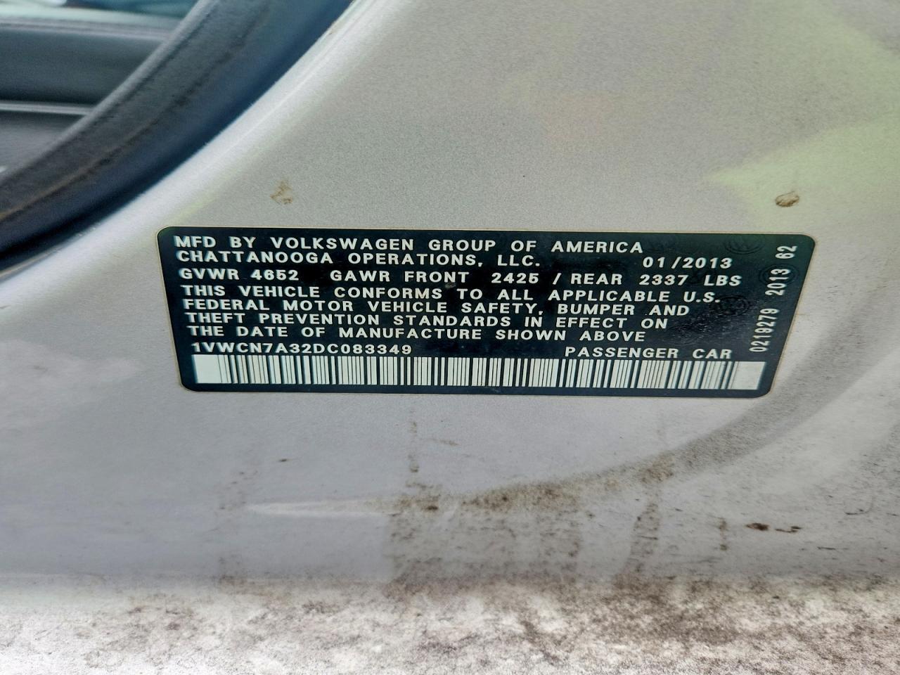 2013 Volkswagen Passat Sel Silver vin: 1VWCN7A32DC083349