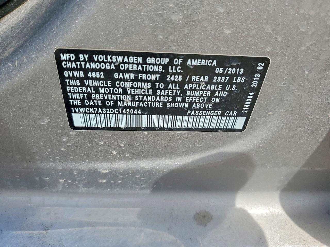 2013 Volkswagen Passat Sel Silver vin: 1VWCN7A32DC142044