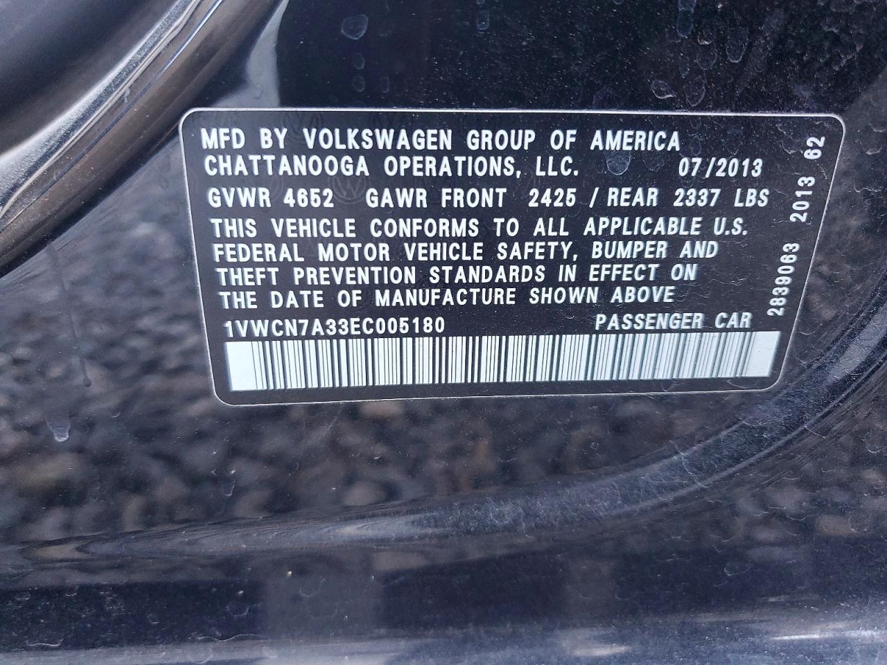 2014 Volkswagen Passat Sel Черный vin: 1VWCN7A33EC005180