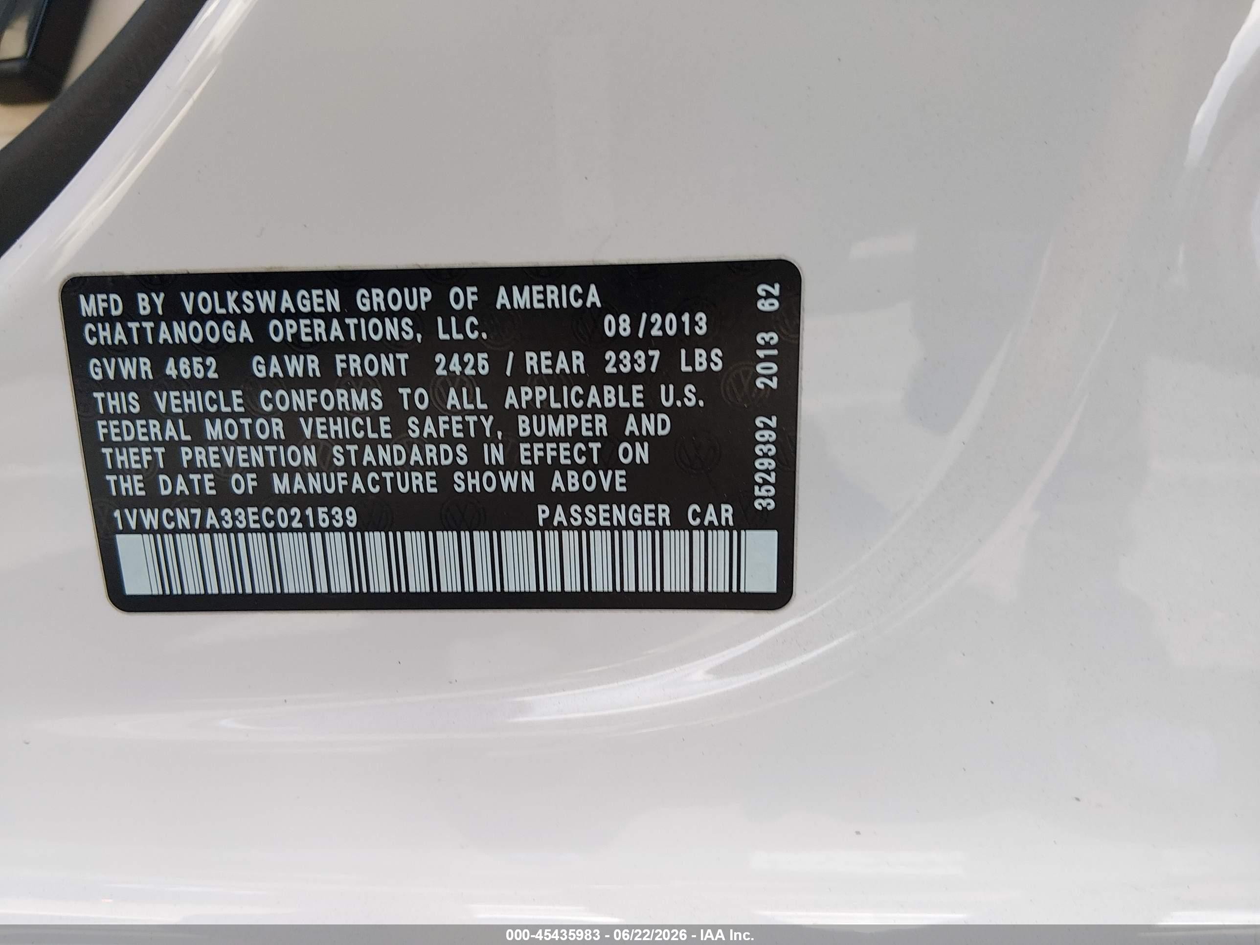 2014 Volkswagen Passat 2.0l Tdi Sel Premium White vin: 1VWCN7A33EC021539
