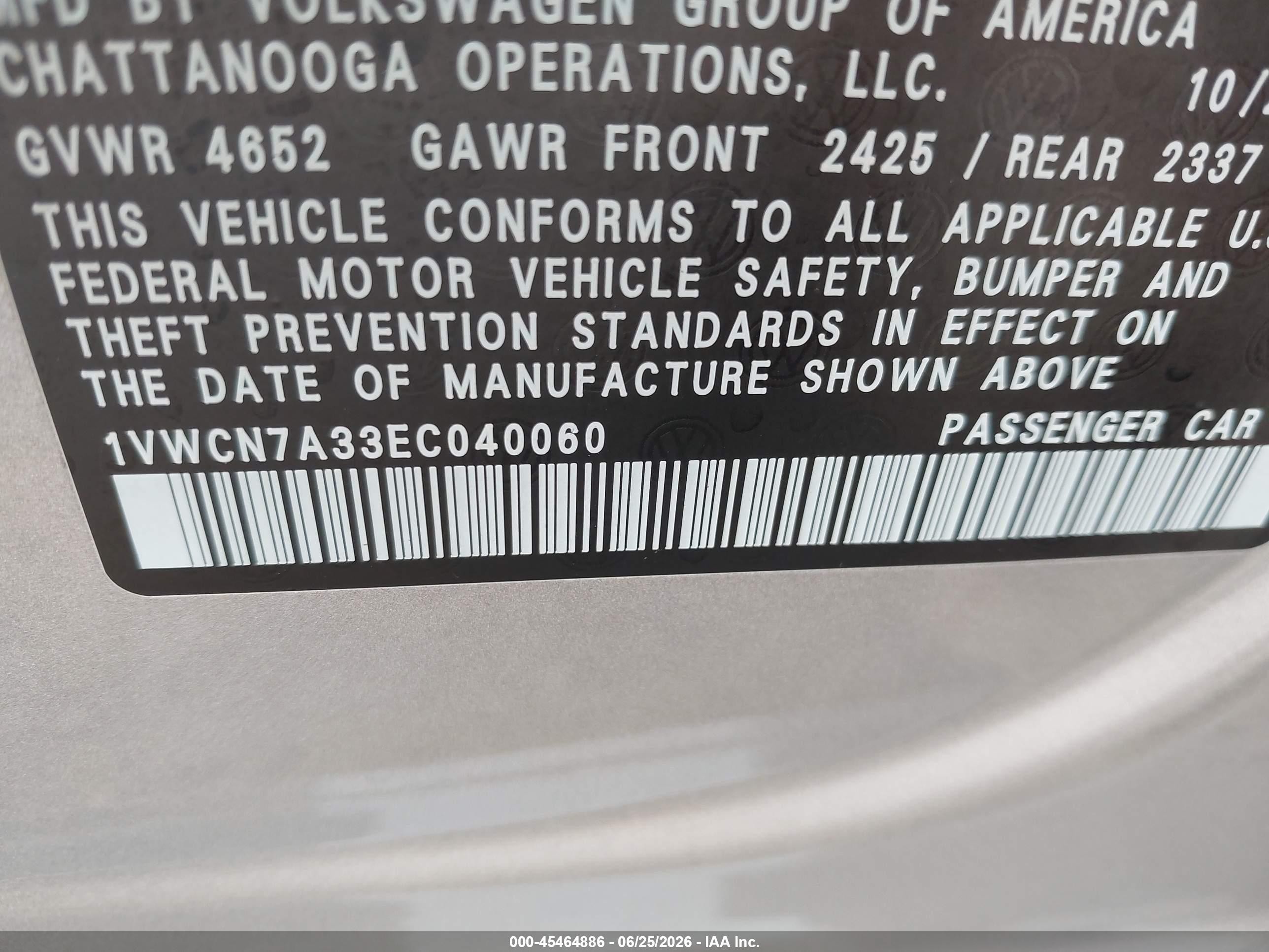 2014 Volkswagen Passat 2.0l Tdi Sel Premium Beige vin: 1VWCN7A33EC040060