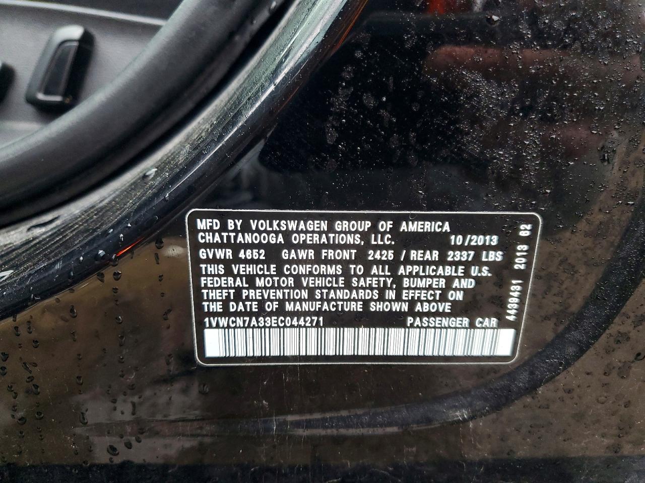 2014 Volkswagen Passat Sel Black vin: 1VWCN7A33EC044271