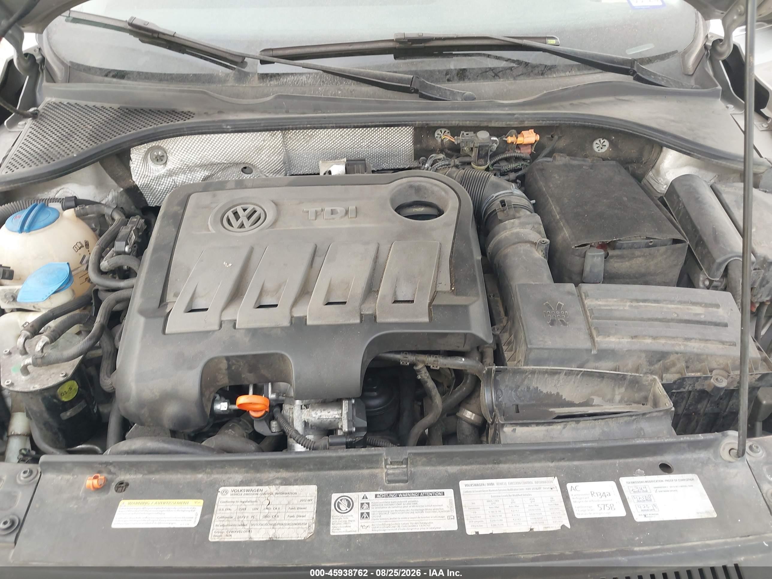 2012 Volkswagen Passat 2.0l Tdi Sel Premium Gray vin: 1VWCN7A34CC008733