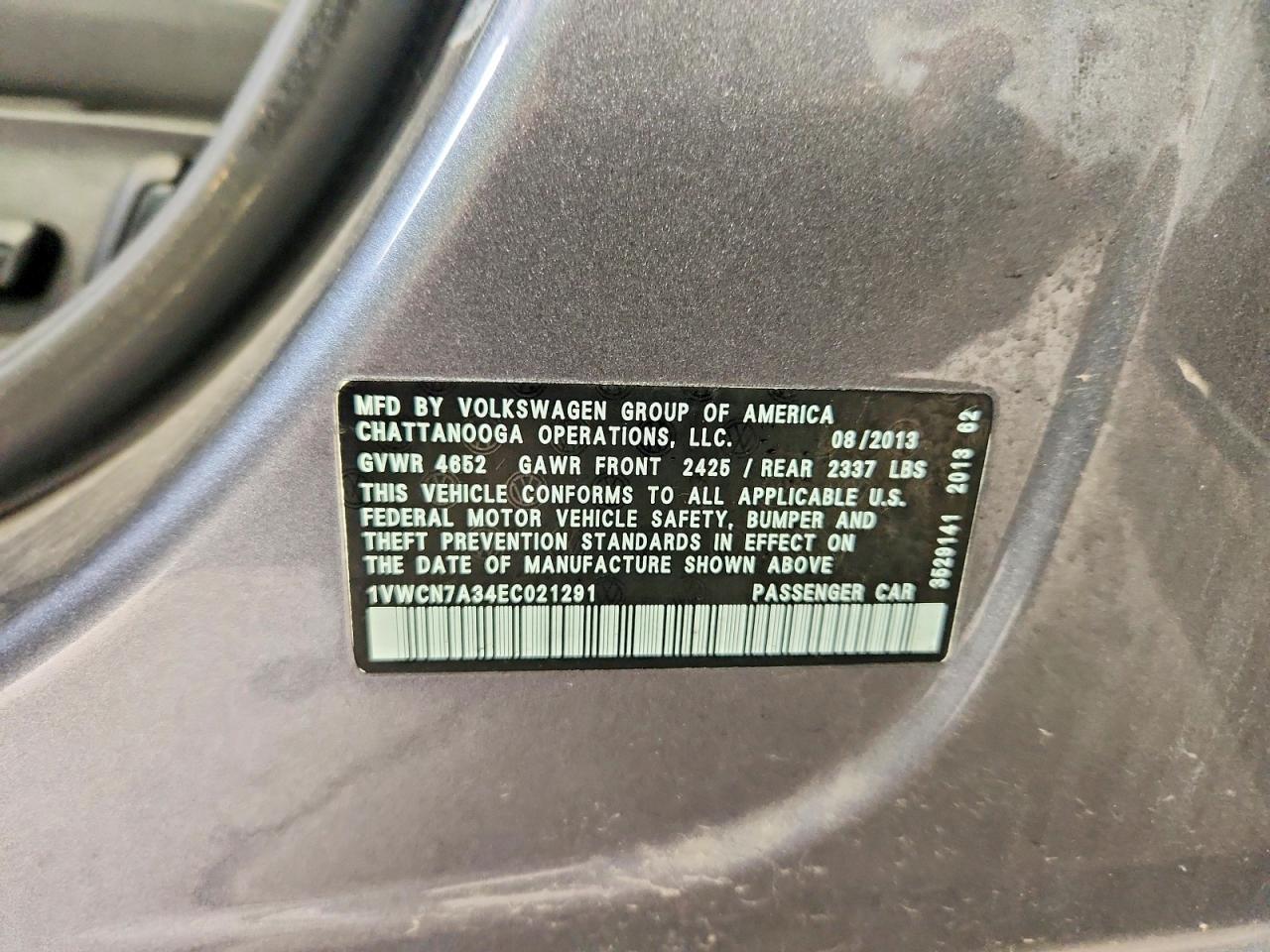 2014 Volkswagen Passat Sel Gray vin: 1VWCN7A34EC021291
