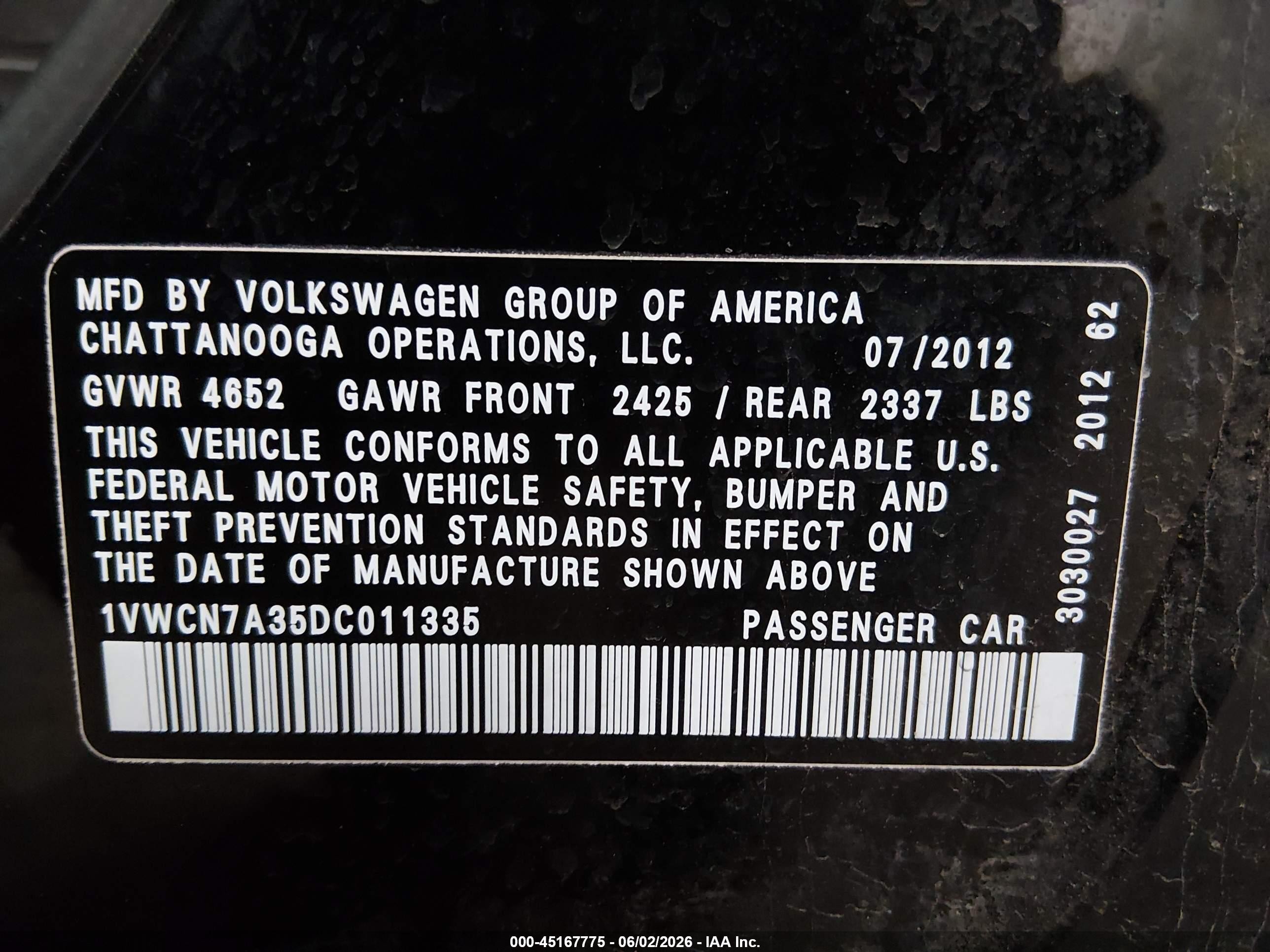 2013 Volkswagen Passat 2.0l Tdi Sel Premium Black vin: 1VWCN7A35DC011335