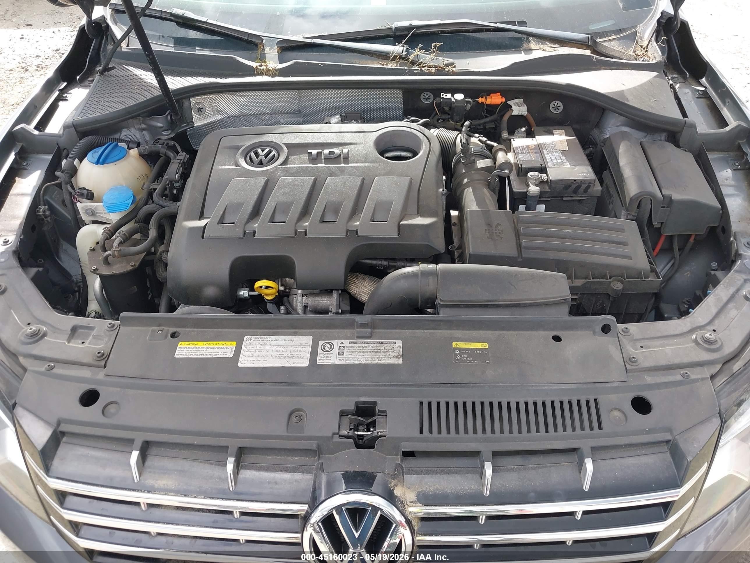 2014 Volkswagen Passat 2.0l Tdi Sel Premium Серый vin: 1VWCN7A35EC100100