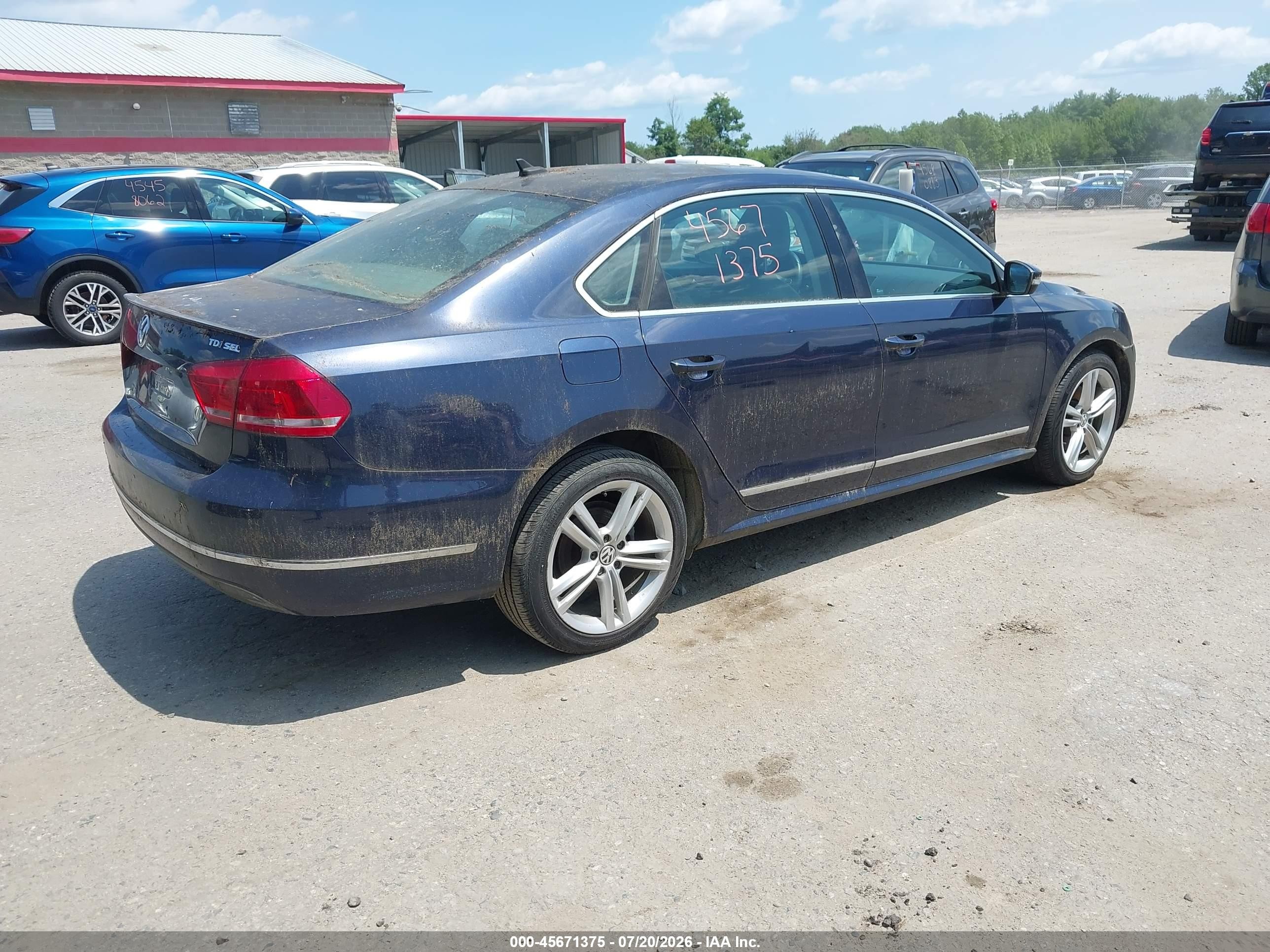 2013 Volkswagen Passat 2.0l Tdi Sel Premium Blue vin: 1VWCN7A36DC081510