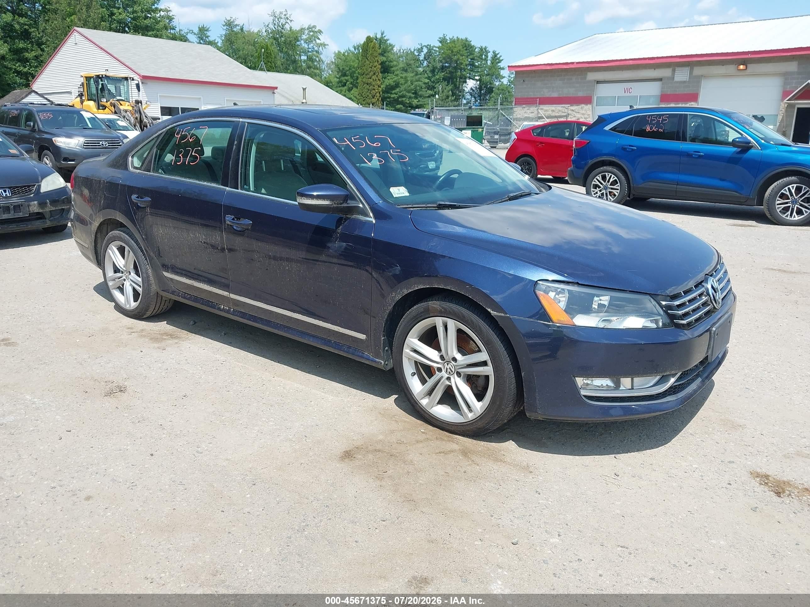 2013 Volkswagen Passat 2.0l Tdi Sel Premium Blue vin: 1VWCN7A36DC081510