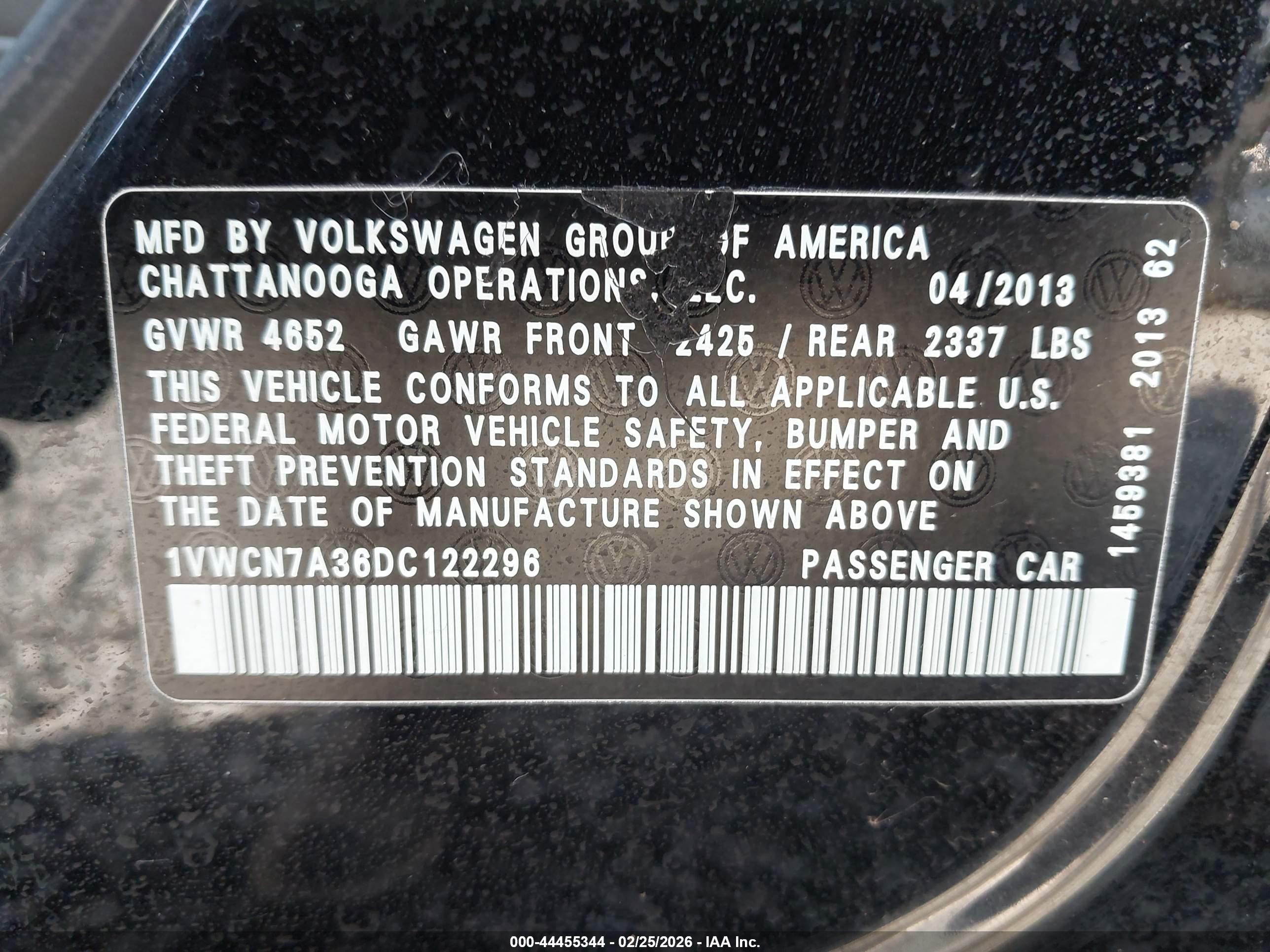 2013 Volkswagen Passat 2.0l Tdi Sel Premium Черный vin: 1VWCN7A36DC122296