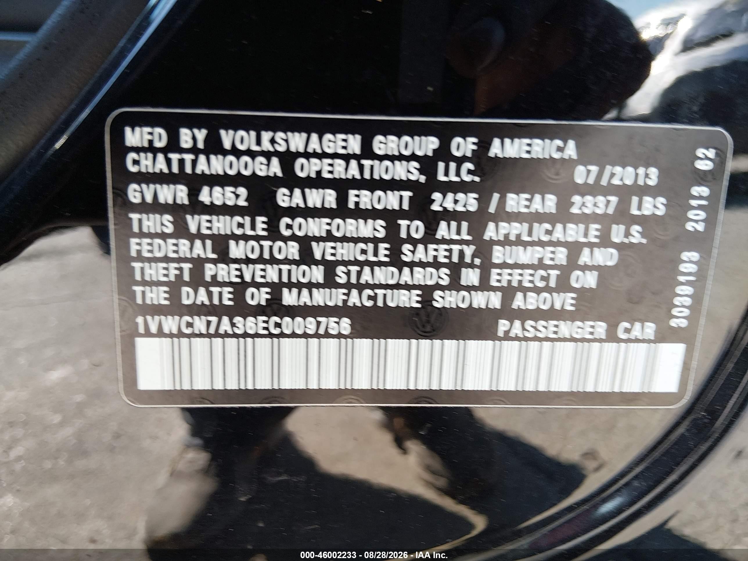 2014 Volkswagen Passat 2.0l Tdi Sel Premium Black vin: 1VWCN7A36EC009756