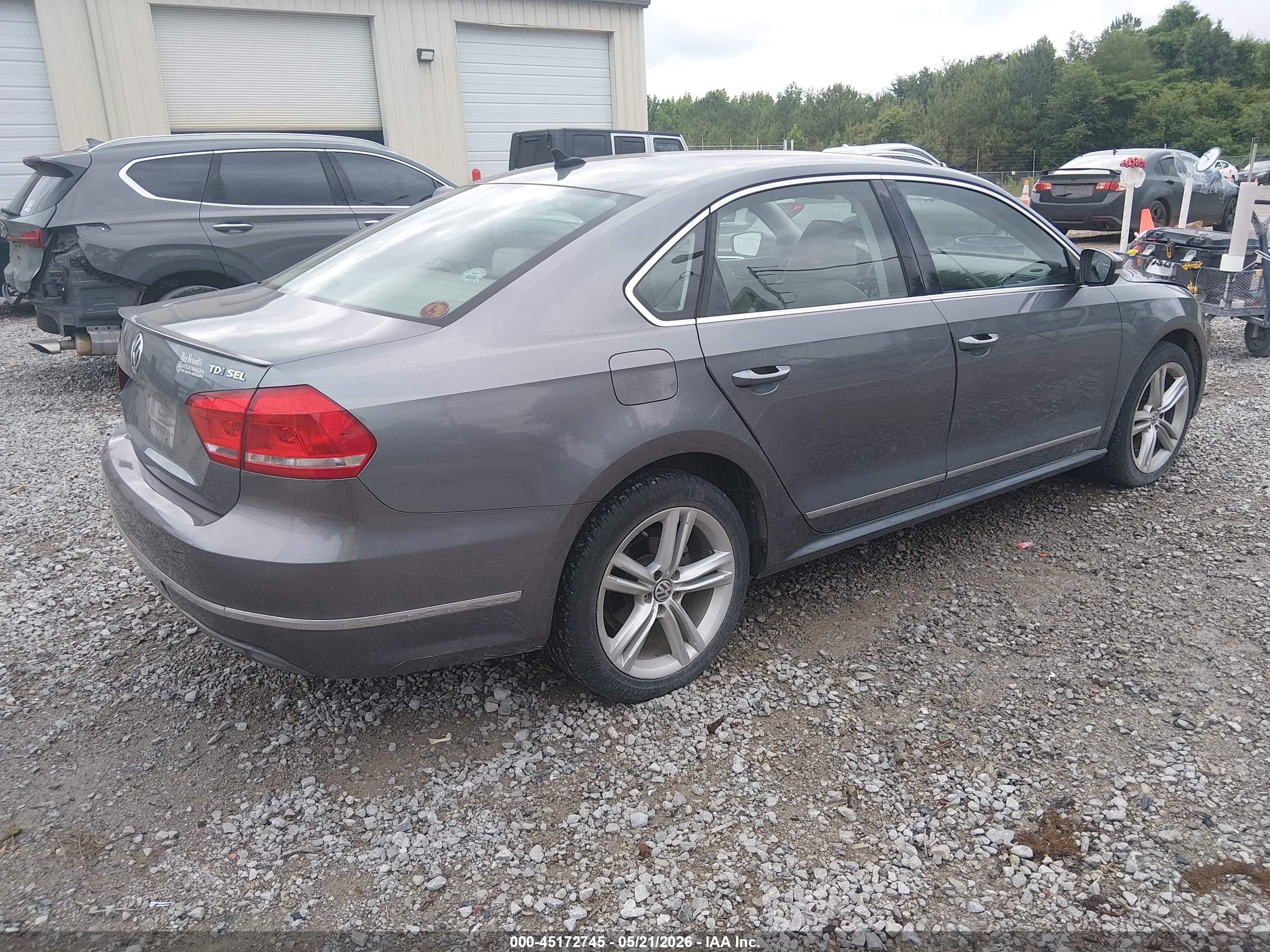 2014 Volkswagen Passat 2.0l Tdi Sel Premium Gray vin: 1VWCN7A36EC071593