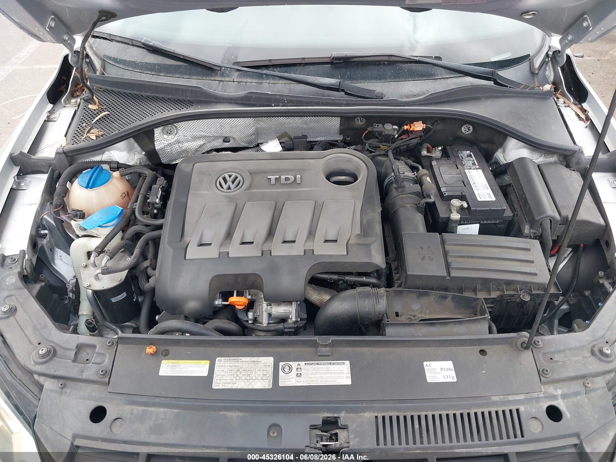 2012 Volkswagen Passat 2.0l Tdi Sel Premium Silver vin: 1VWCN7A37CC083300