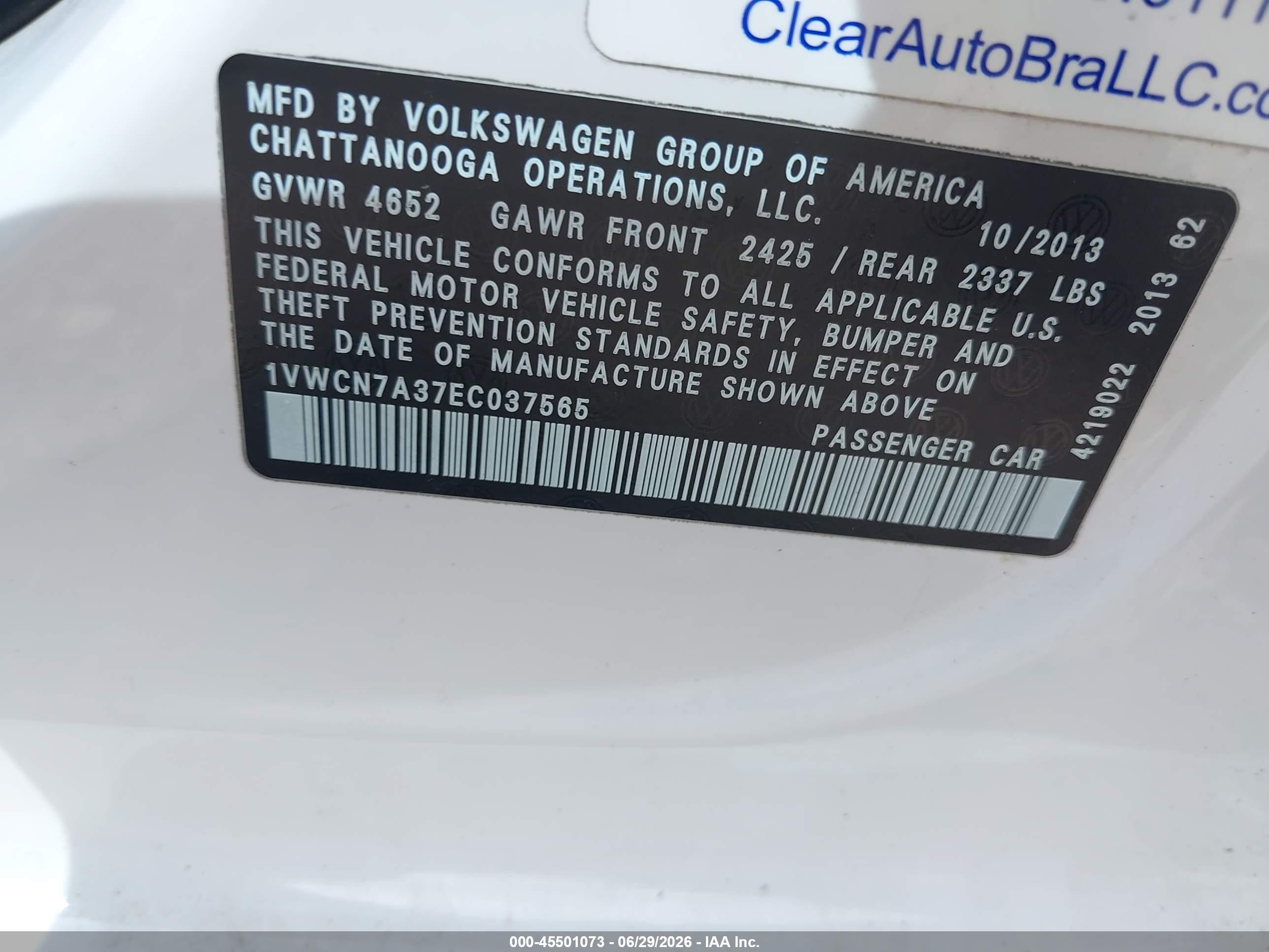 2014 Volkswagen Passat 2.0l Tdi Sel Premium White vin: 1VWCN7A37EC037565