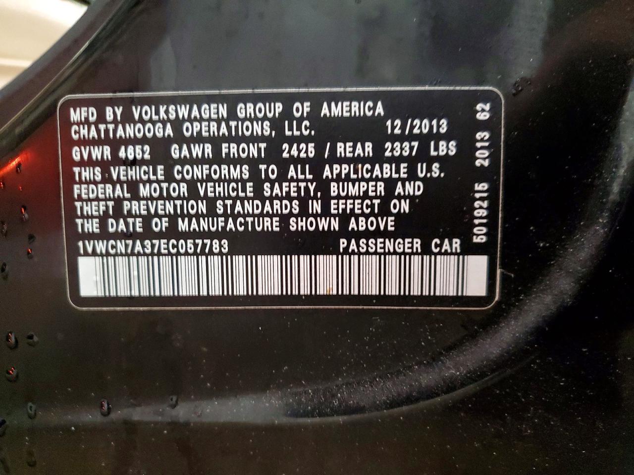 2014 Volkswagen Passat Sel Black vin: 1VWCN7A37EC057783