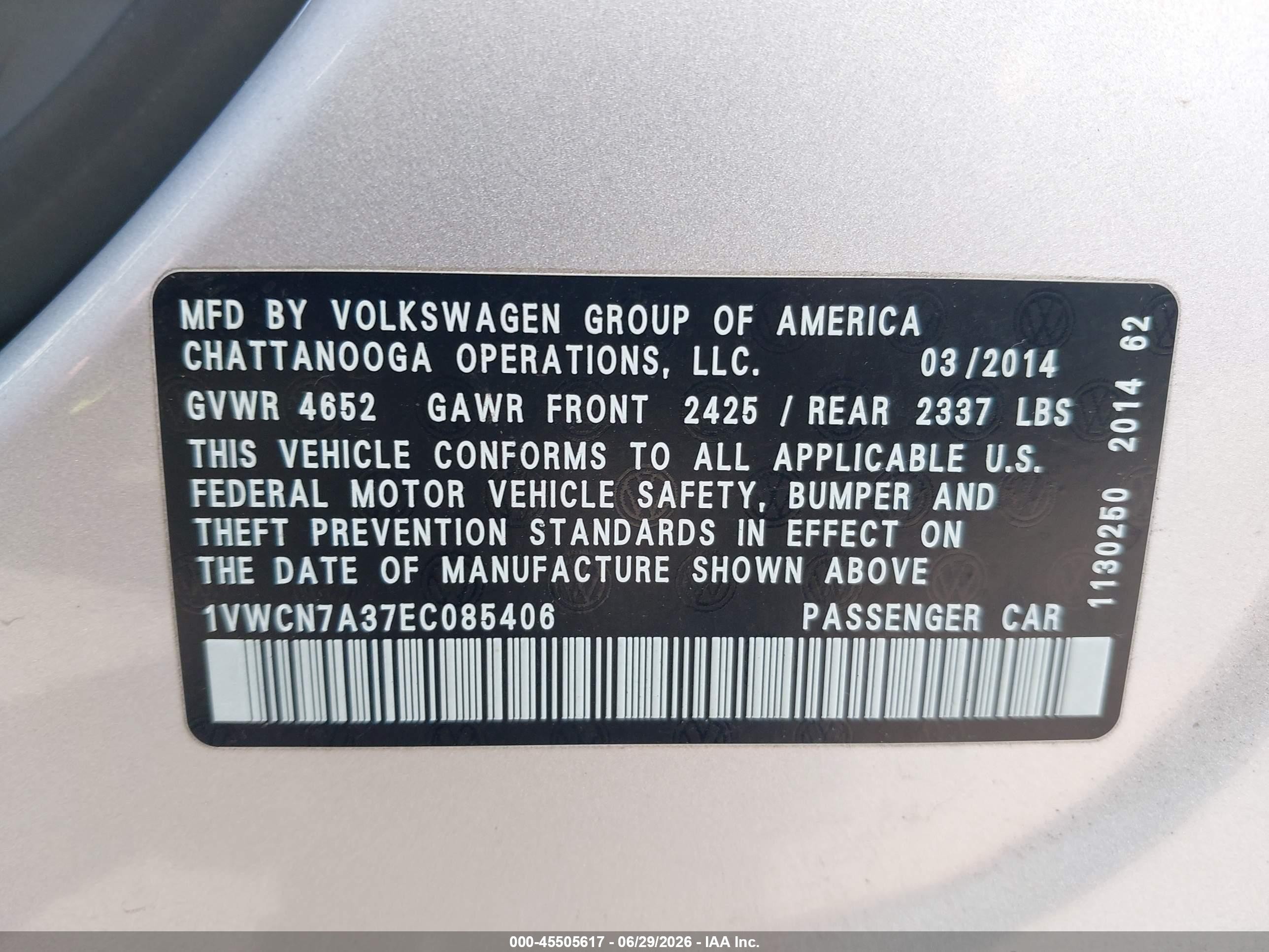 2014 Volkswagen Passat 2.0l Tdi Sel Premium Silver vin: 1VWCN7A37EC085406