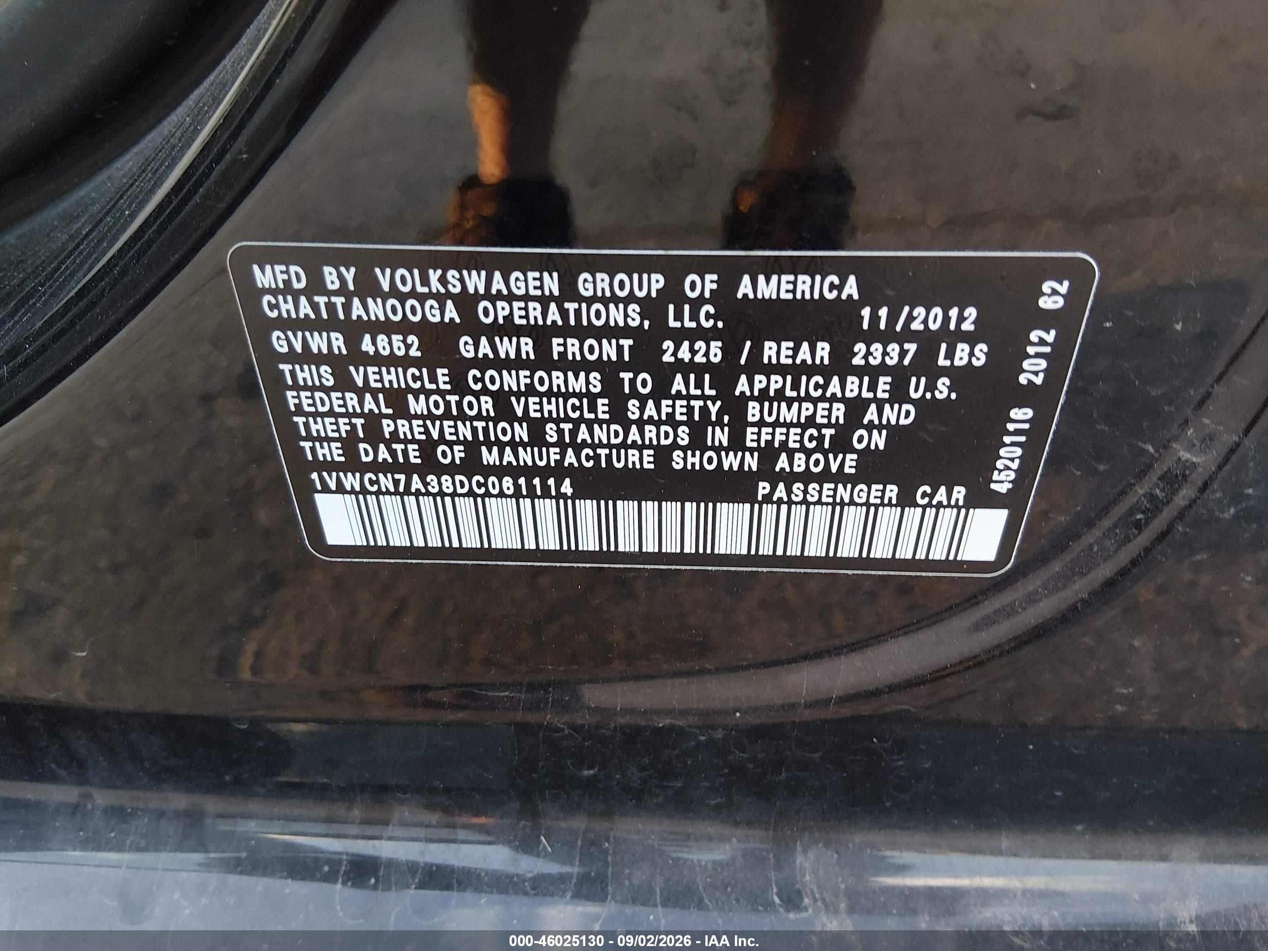 2013 Volkswagen Passat 2.0l Tdi Sel Premium Black vin: 1VWCN7A38DC061114