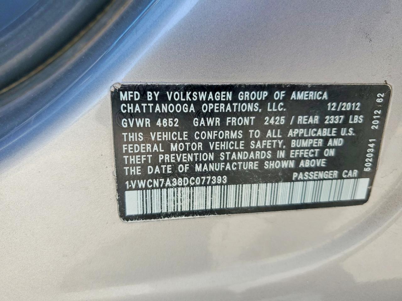 2013 Volkswagen Passat Sel Silver vin: 1VWCN7A38DC077393