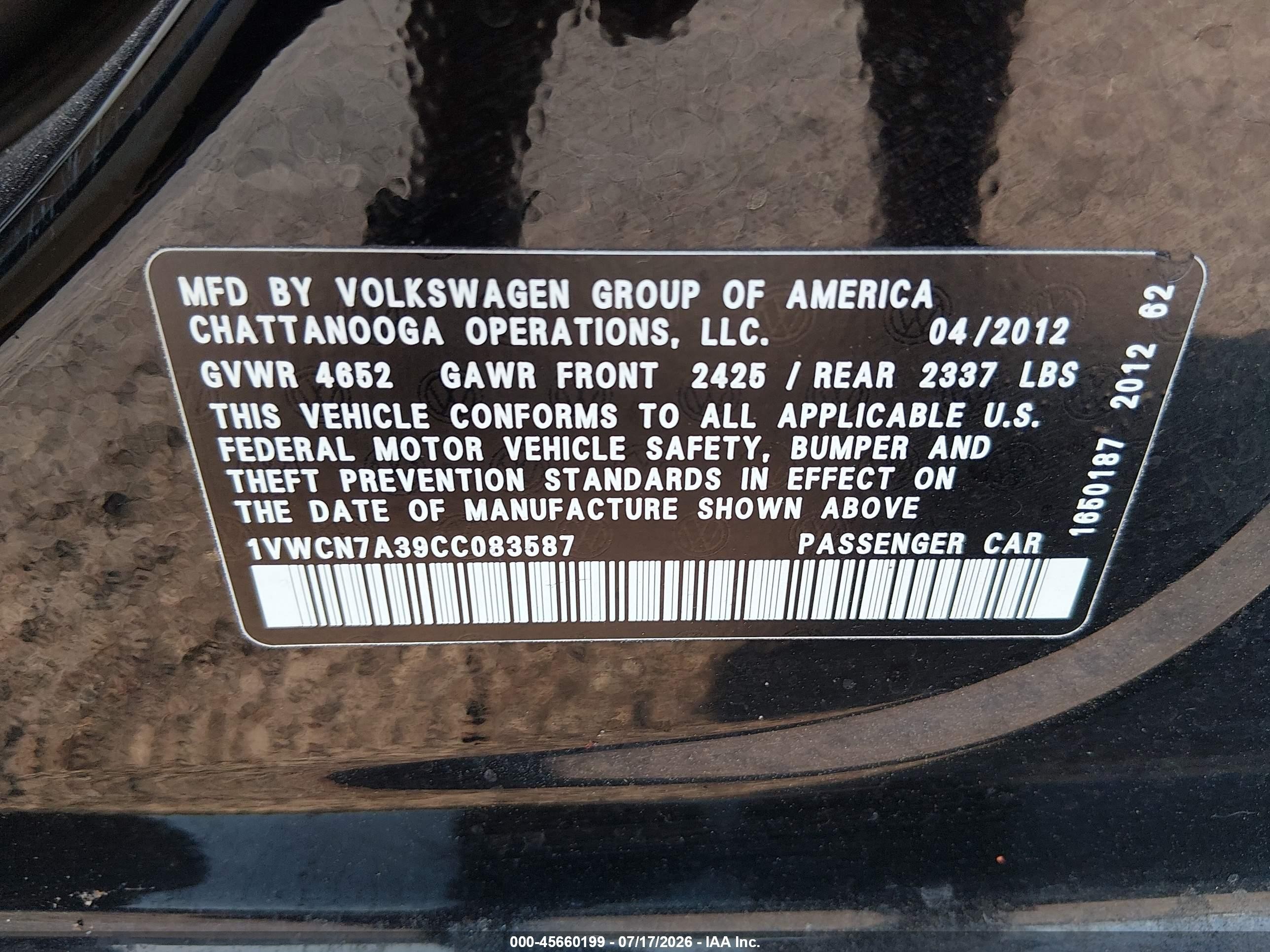 2012 Volkswagen Passat 2.0l Tdi Sel Premium Черный vin: 1VWCN7A39CC083587