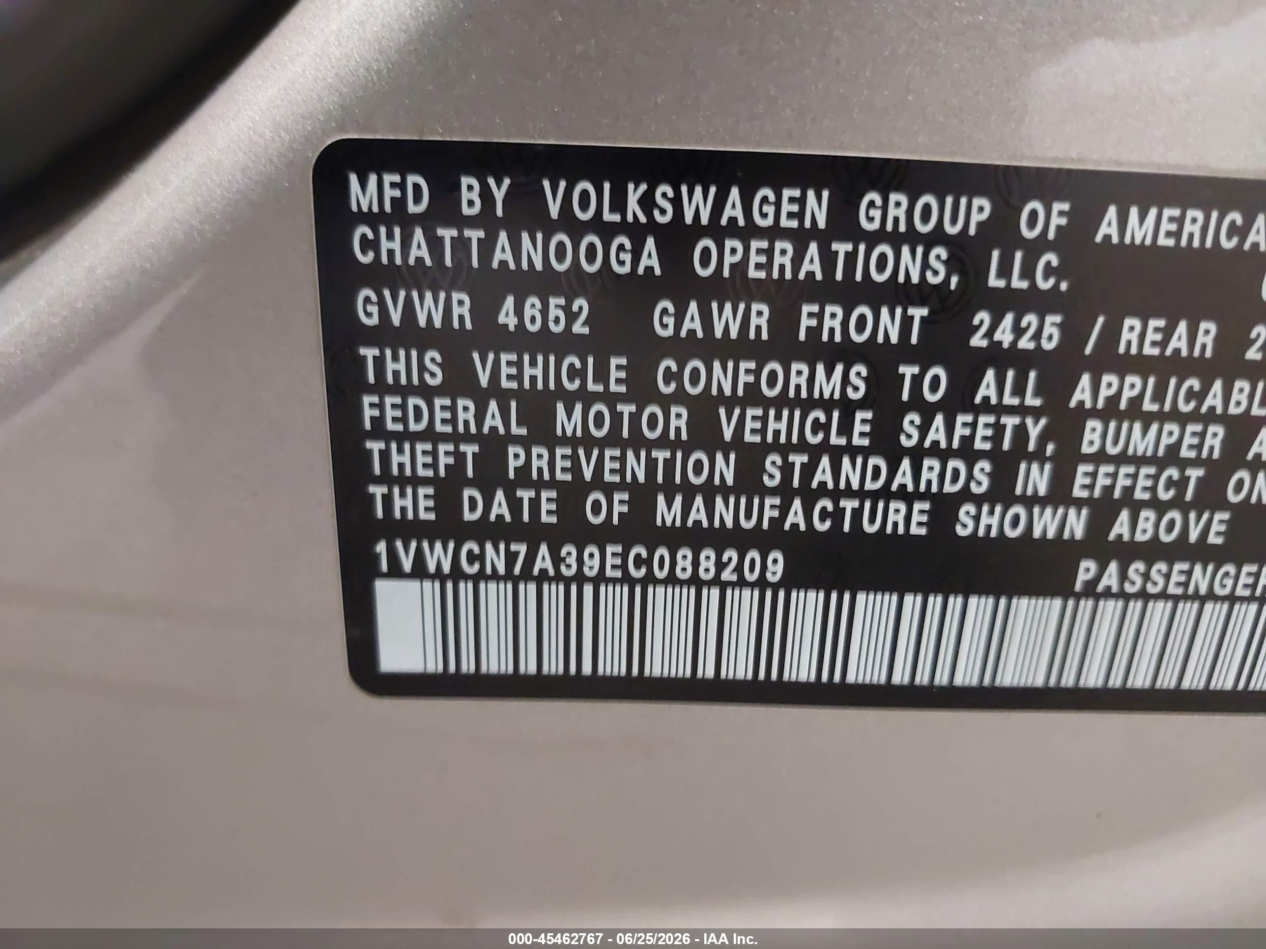 2014 Volkswagen Passat 2.0l Tdi Sel Premium Silver vin: 1VWCN7A39EC088209