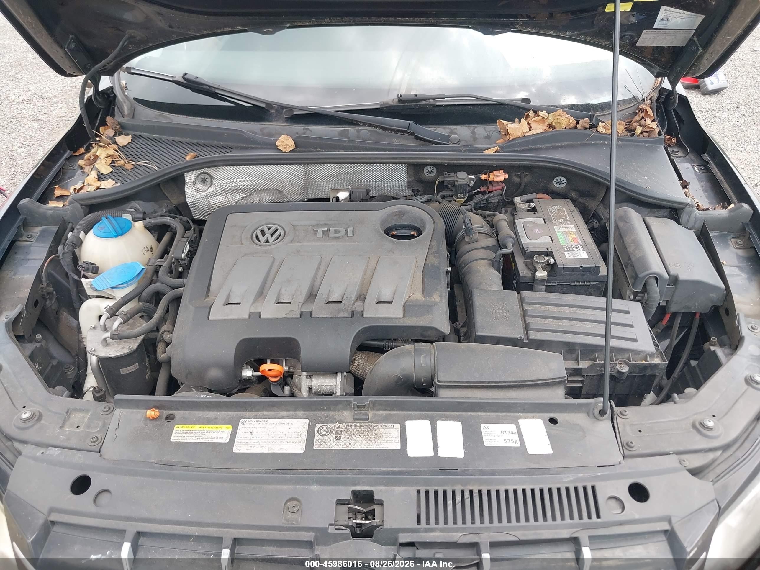 2013 Volkswagen Passat 2.0l Tdi Sel Premium Черный vin: 1VWCN7A3XDC012481