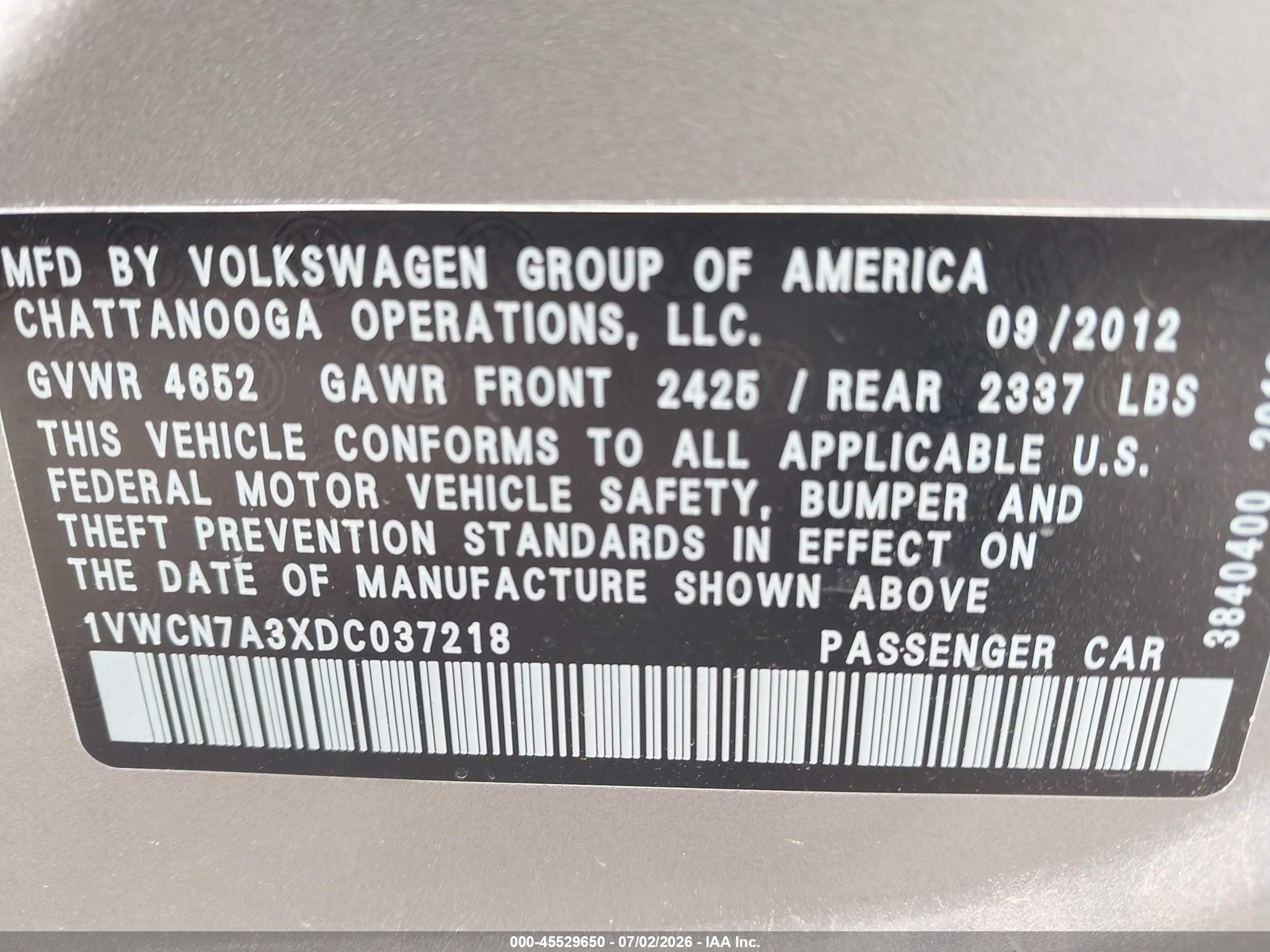 2013 Volkswagen Passat 2.0l Tdi Sel Premium Silver vin: 1VWCN7A3XDC037218