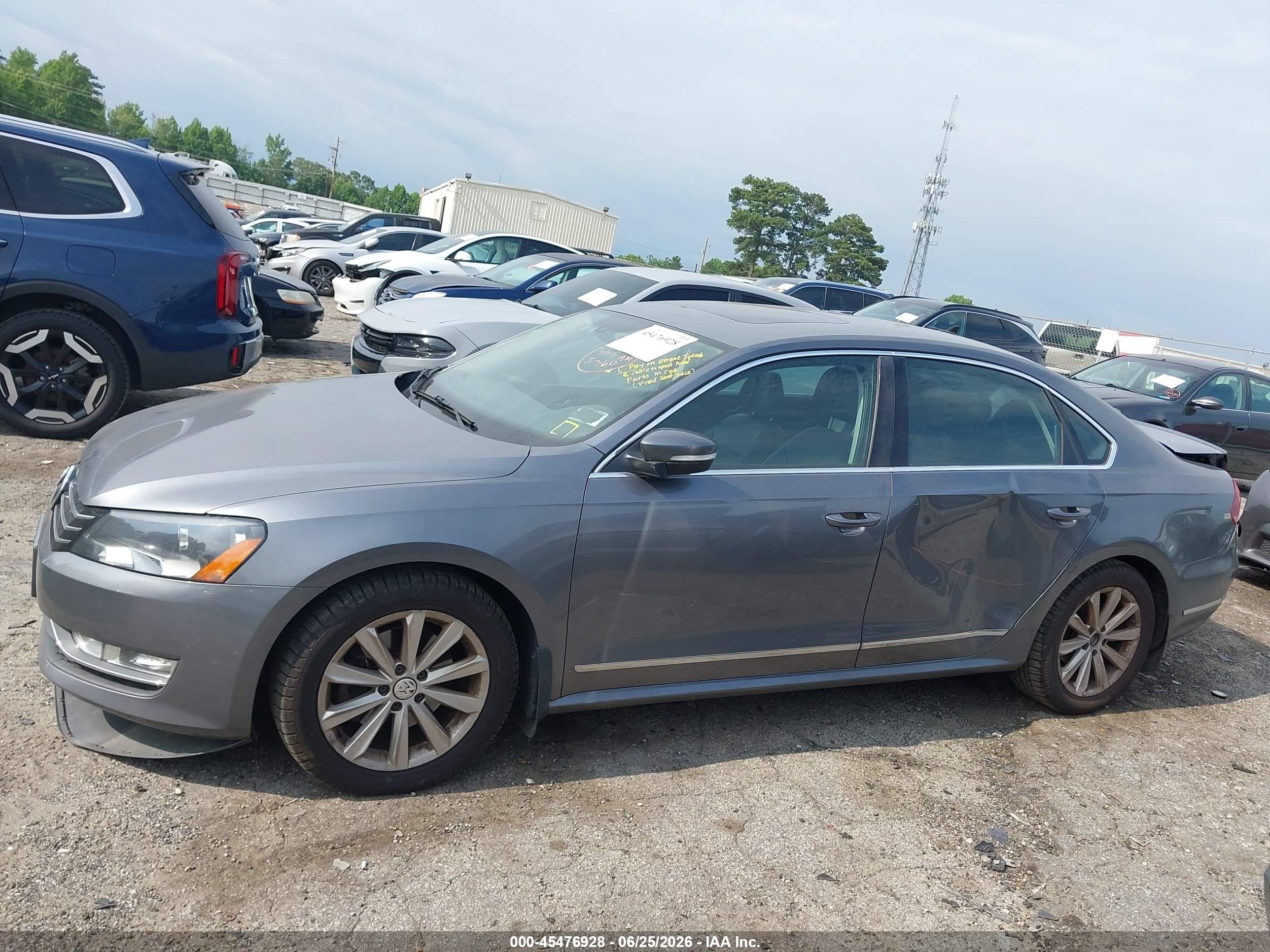 2013 Volkswagen Passat 2.5l Sel Premium Gray vin: 1VWCP7A32DC027678