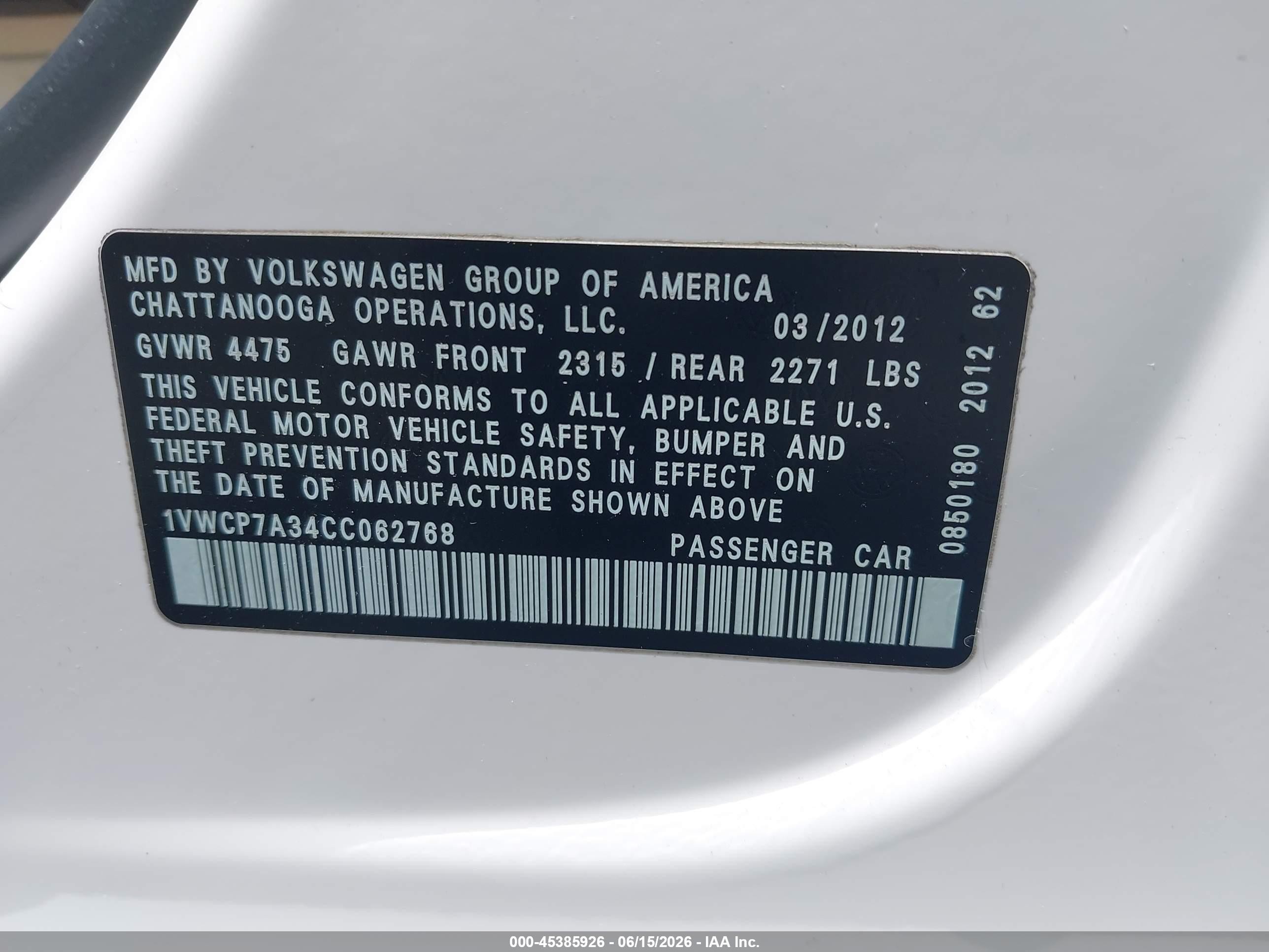 2012 Volkswagen Passat 2.5l Sel White vin: 1VWCP7A34CC062768